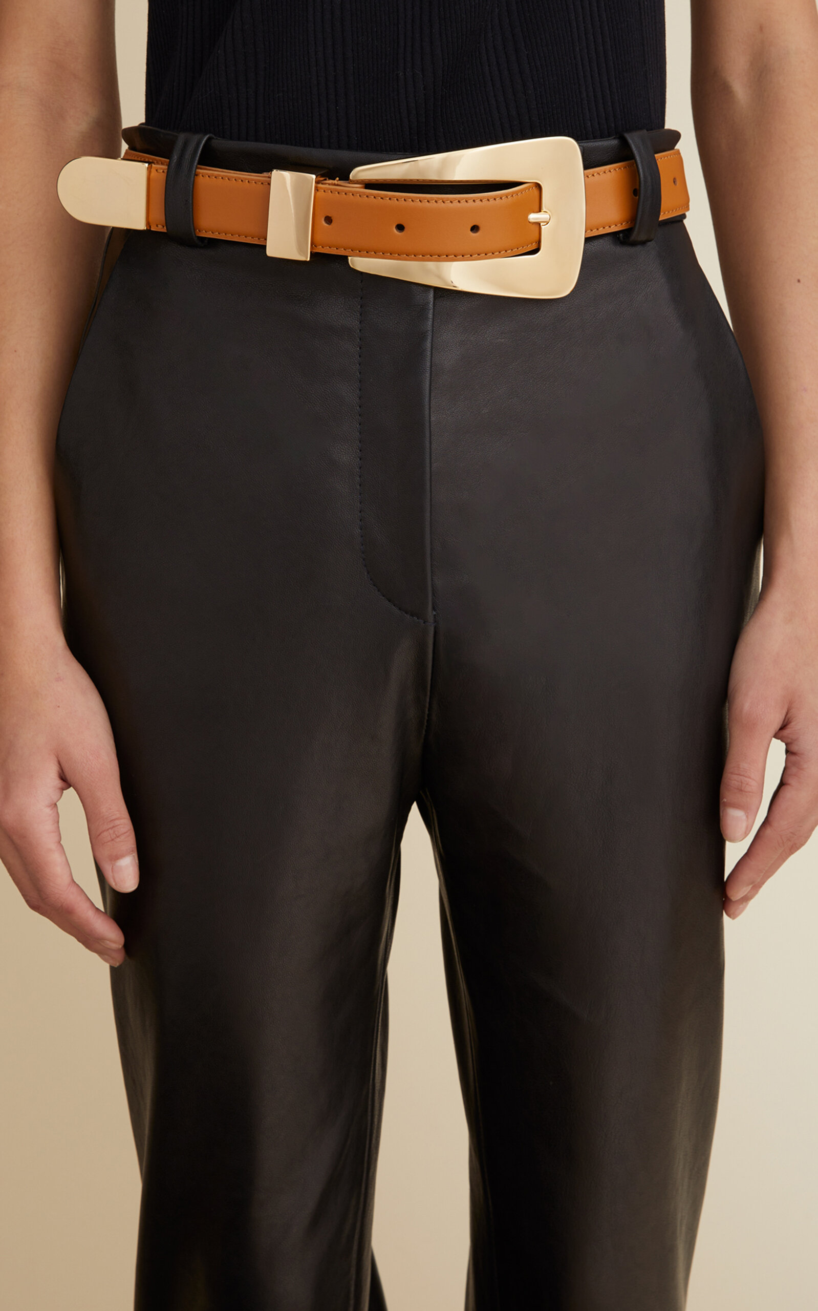 Khaite Women's Lucca Leather Gold-tone Belt In Tan