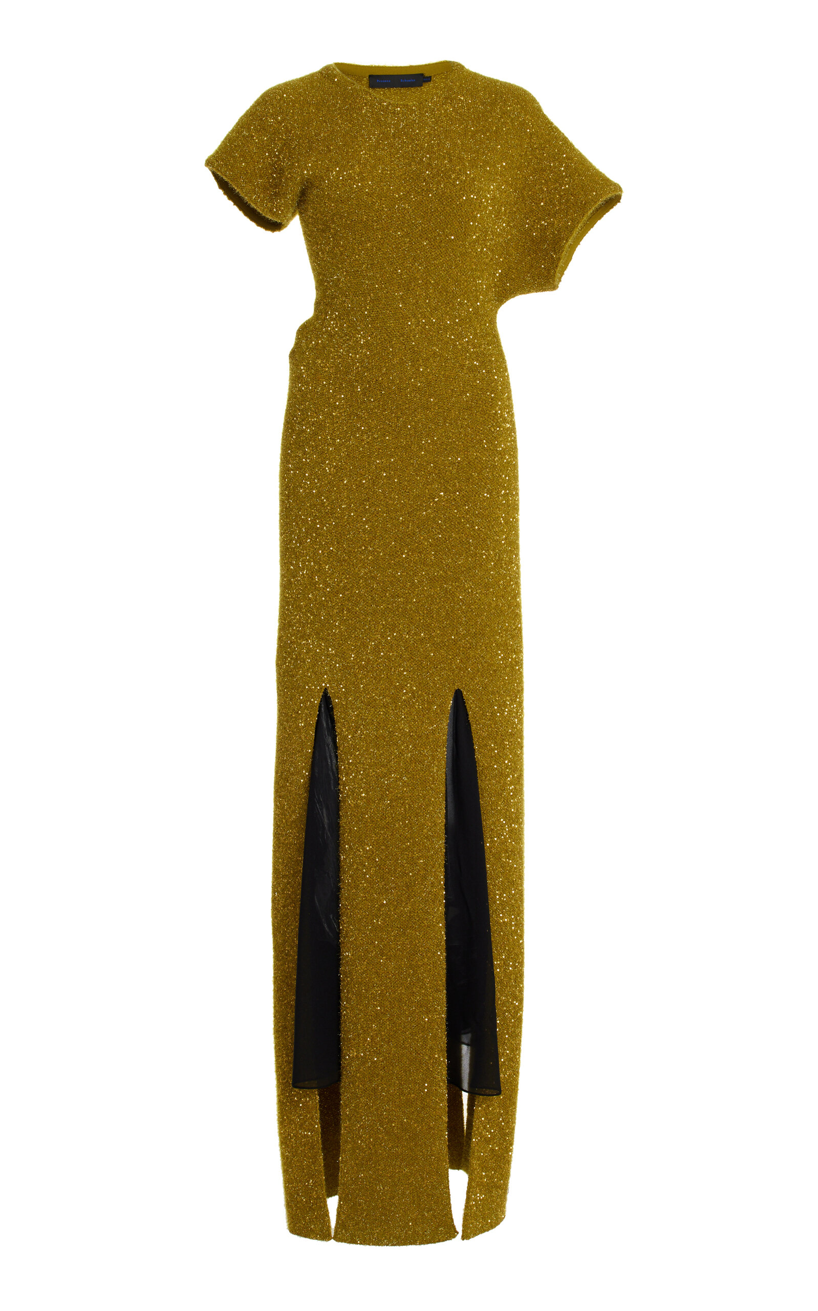 Proenza Schouler Asymmetric Sequined-knit Maxi Dress In Chartreuse