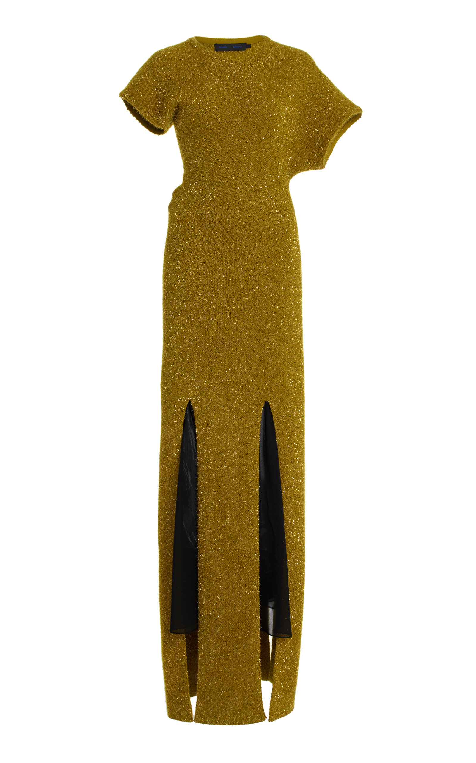 Proenza Schouler Asymmetric Sequined-knit Maxi Dress In Green