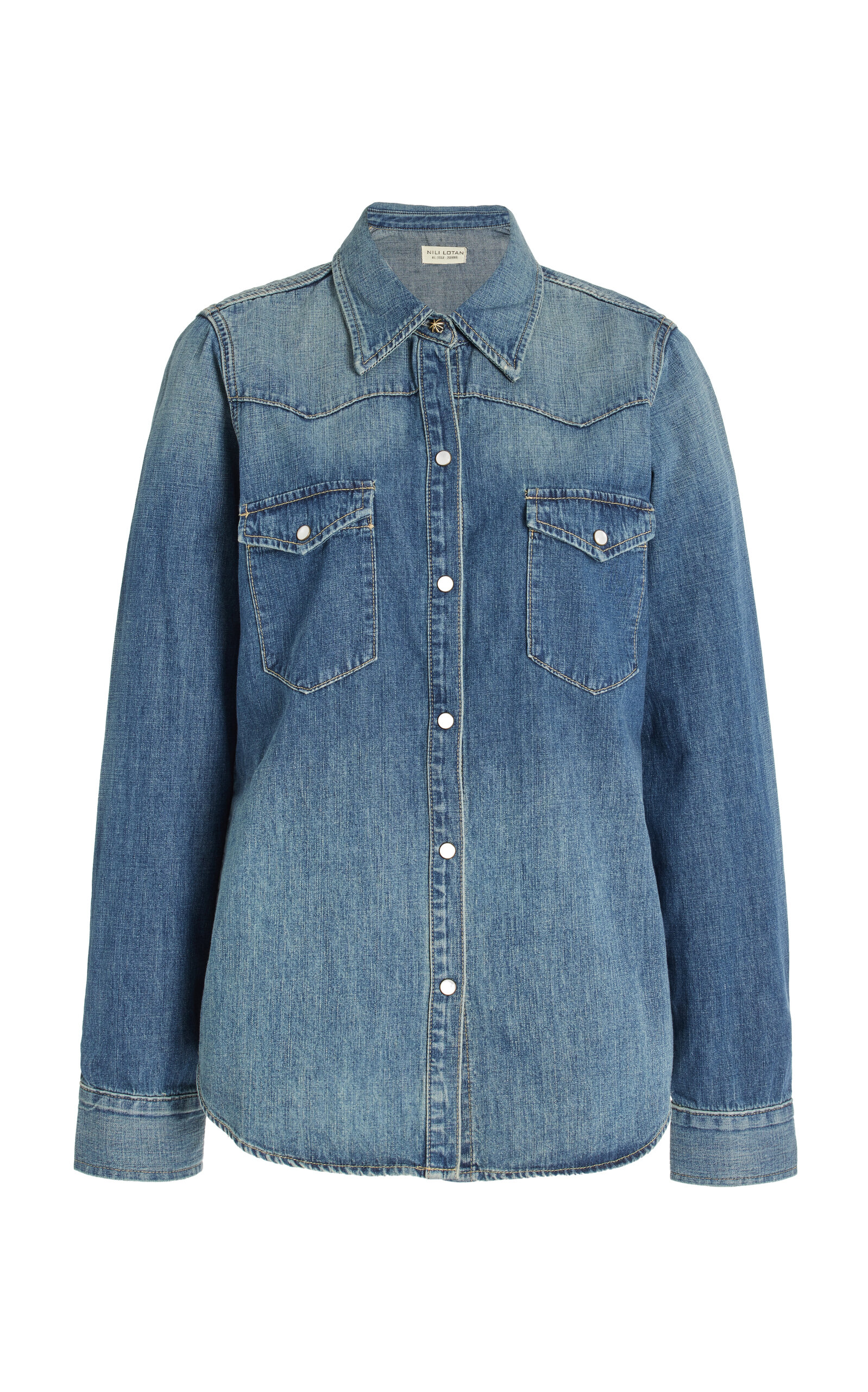 Nili Lotan Claire Denim Button-down Shirt In Light Wash