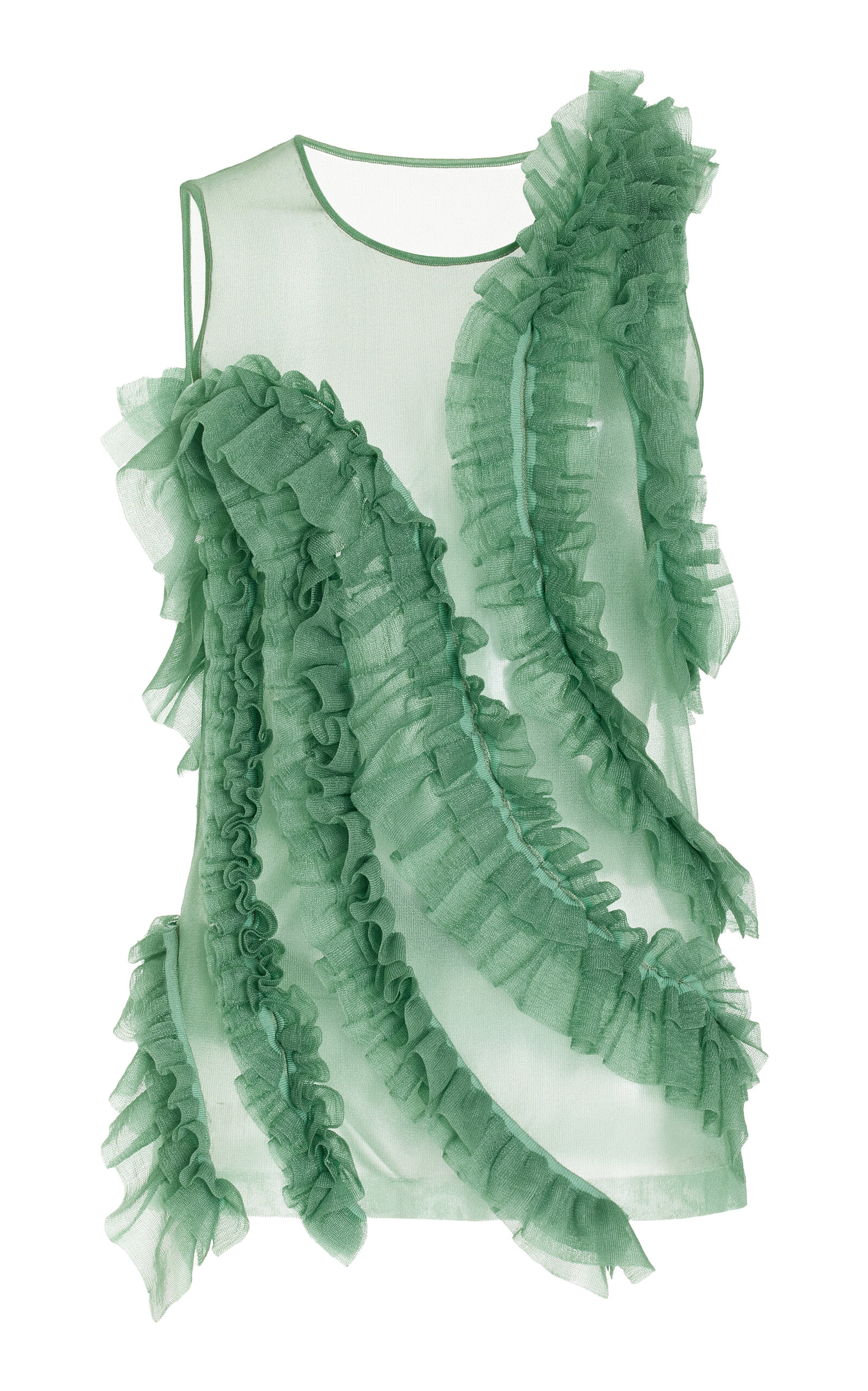 Ulla Johnson Women's Winnifred Chiffon Ruffle Top In Green