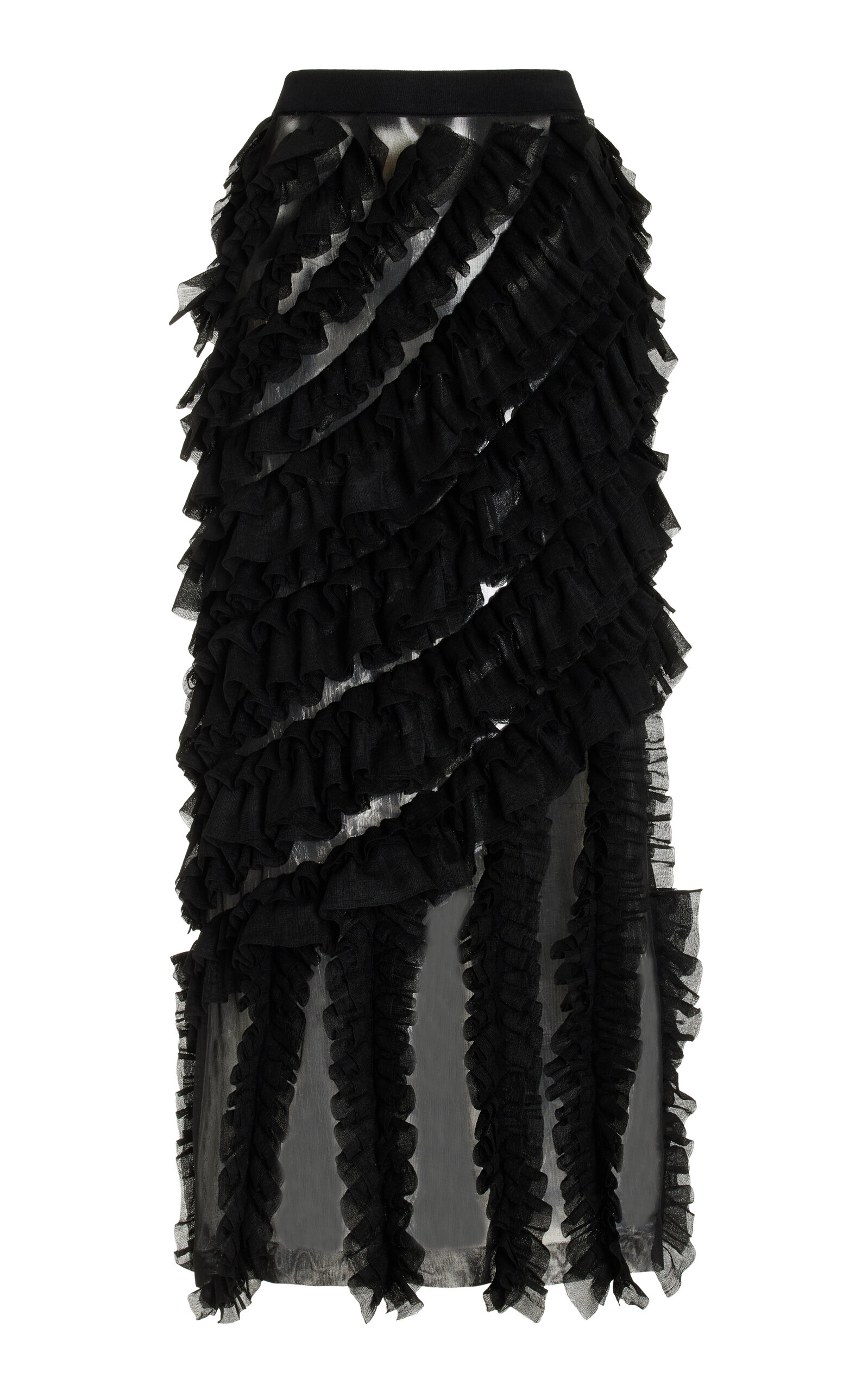 Ulla Johnson Women's Sarafina Chiffon Ruffle Midi Skirt In Black