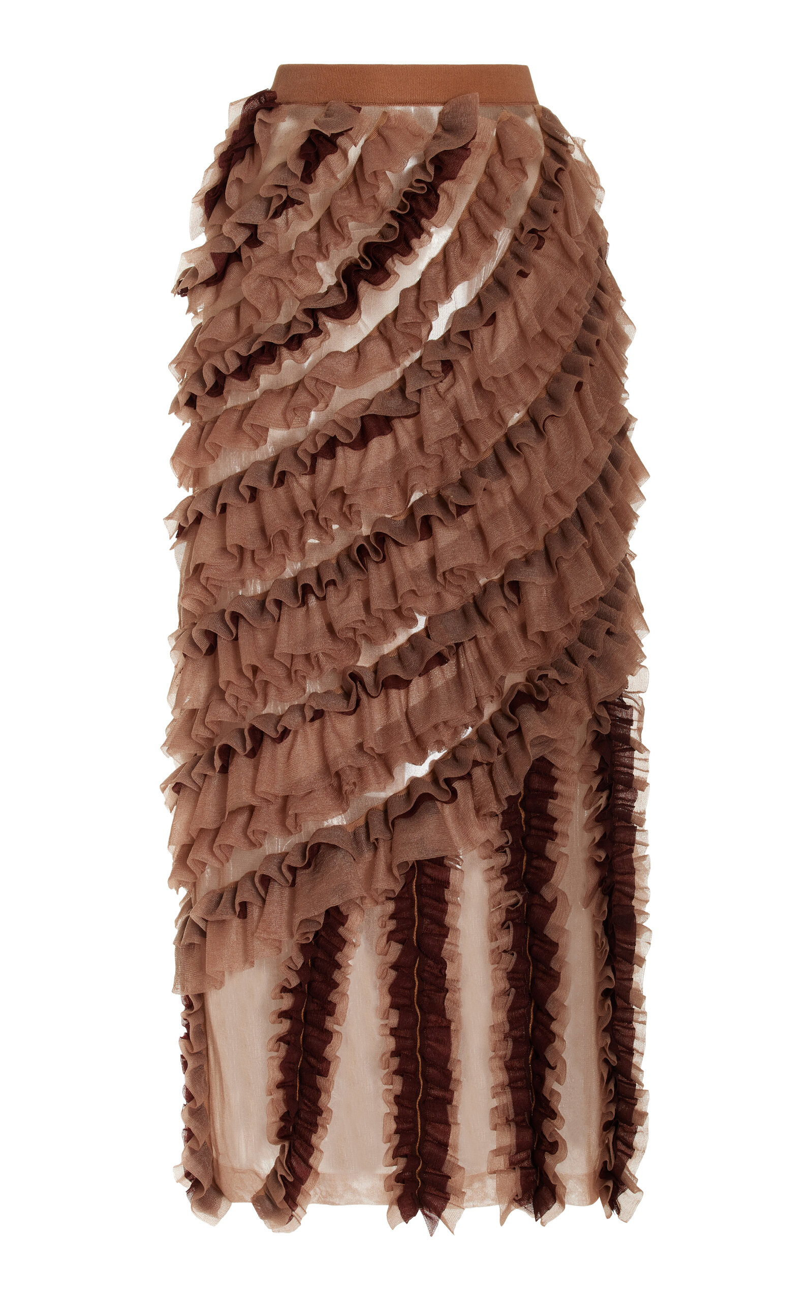 Ulla Johnson Women's Sarafina Chiffon Ruffle Midi Skirt In Brown