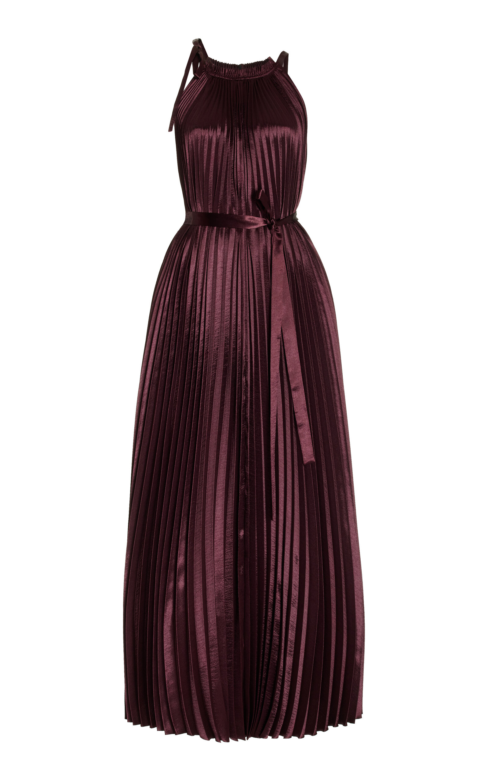 Ulla Johnson Amiko Pleated Halter Maxi Dress In Brown