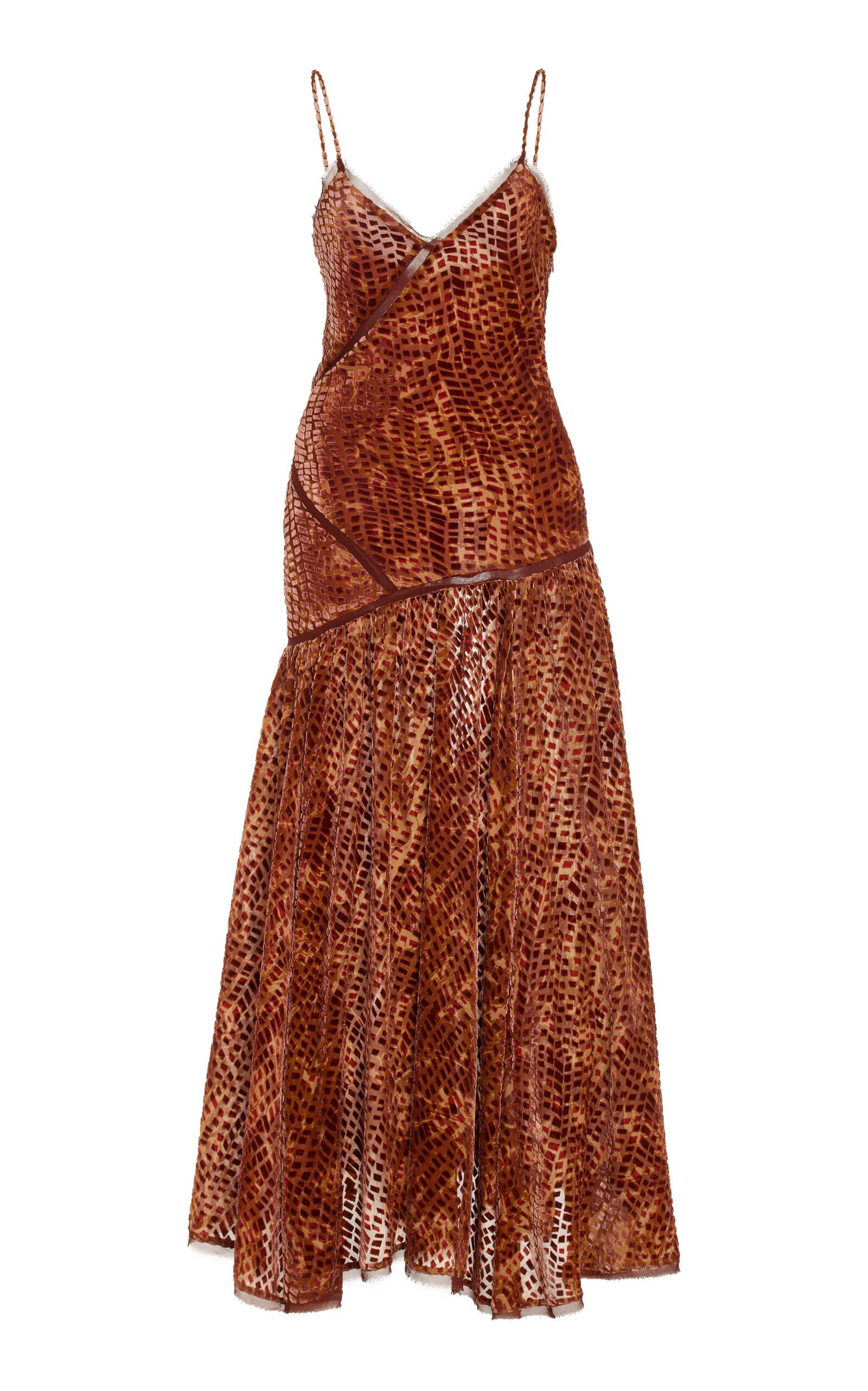 Shop Ulla Johnson Elodie Bias-cut Burnout Velvet Maxi Dress In Orange