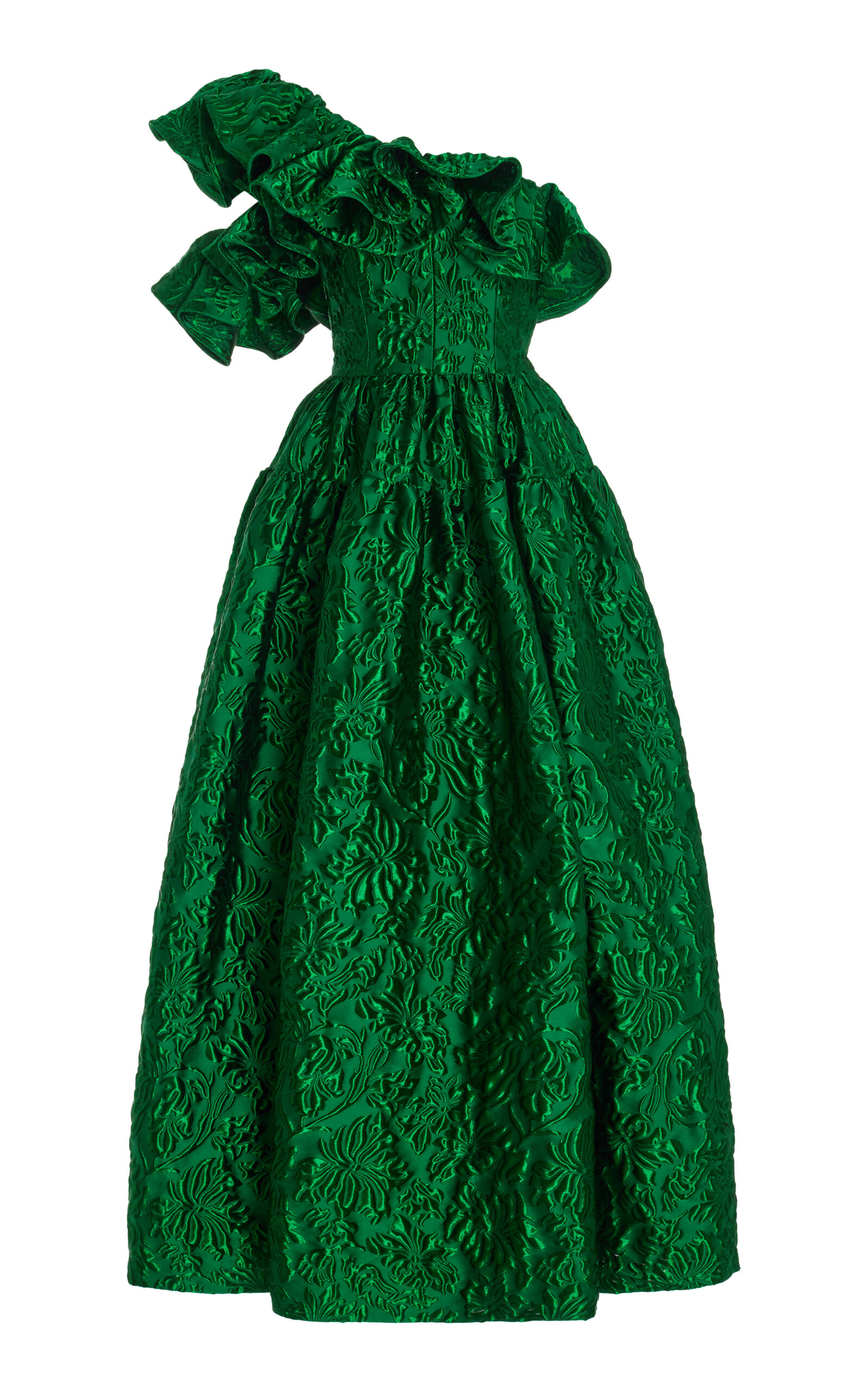Ulla Johnson Cosima Metallic Jacquard Gown In Emerald | ModeSens