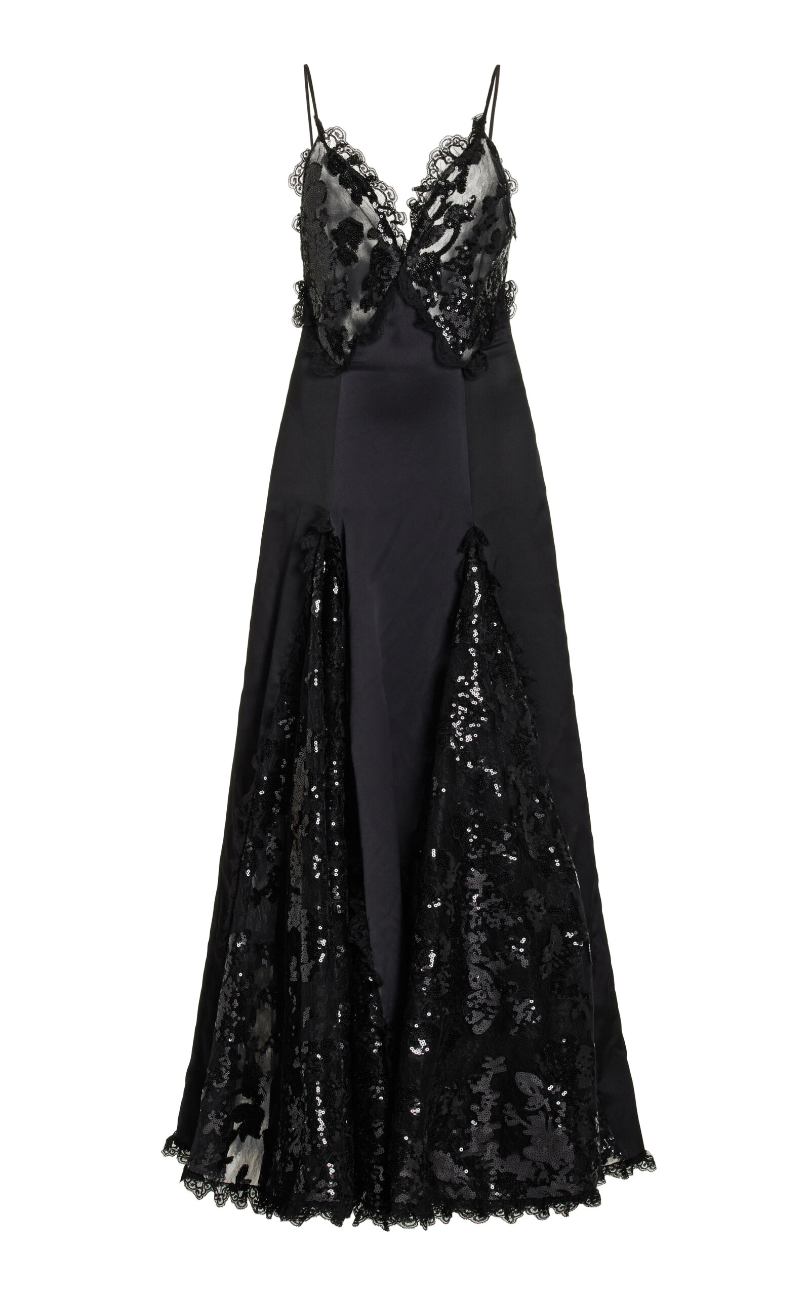 Rodarte Ruffled Silk Satin And Lace Maxi Dress In Green | ModeSens Rodarte Ruffled Silk Satin And Lace Maxi Dress In Green | ModeSens