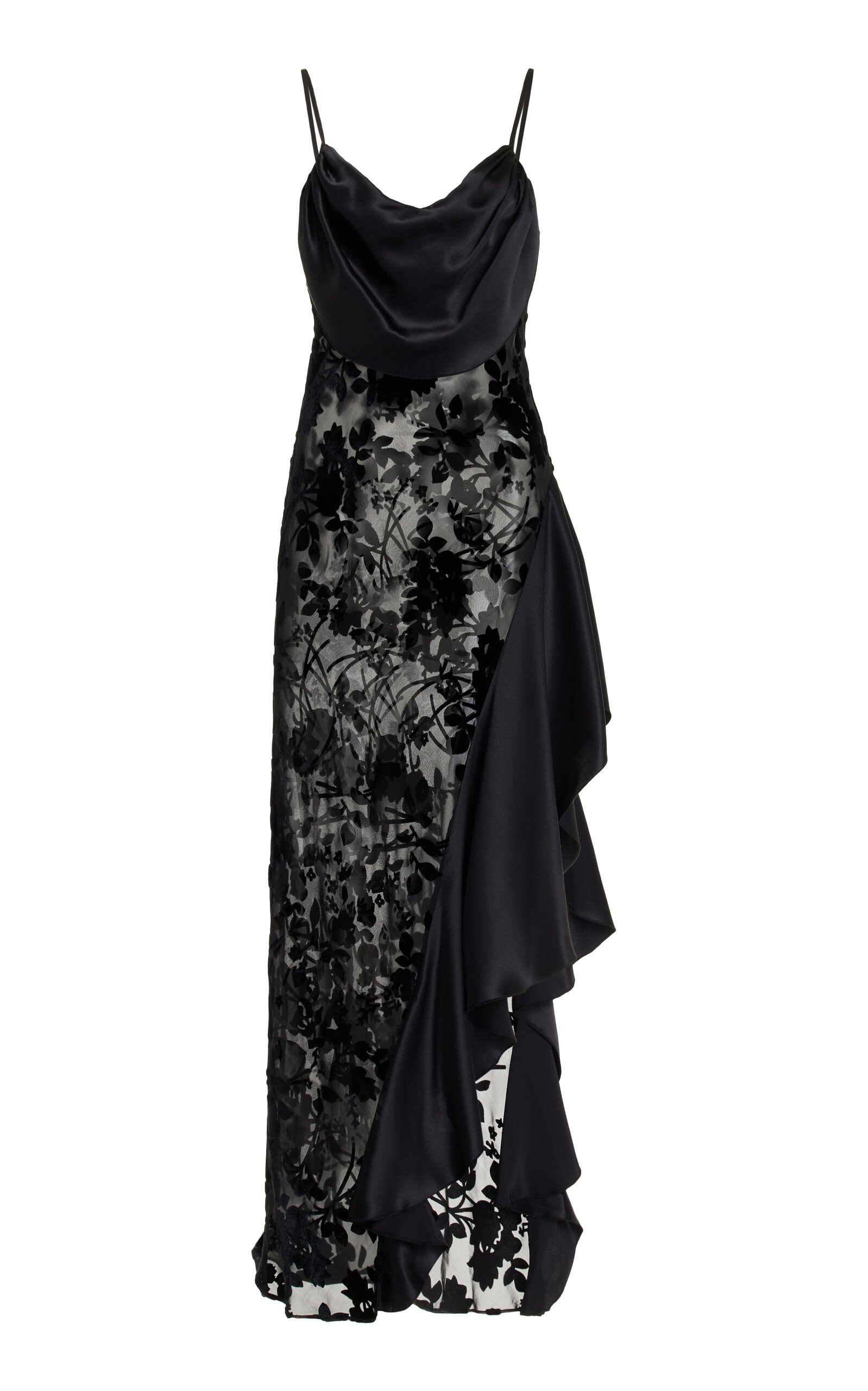 Shop Rodarte Asymmetric Bias-cut Velvet Dress In Black