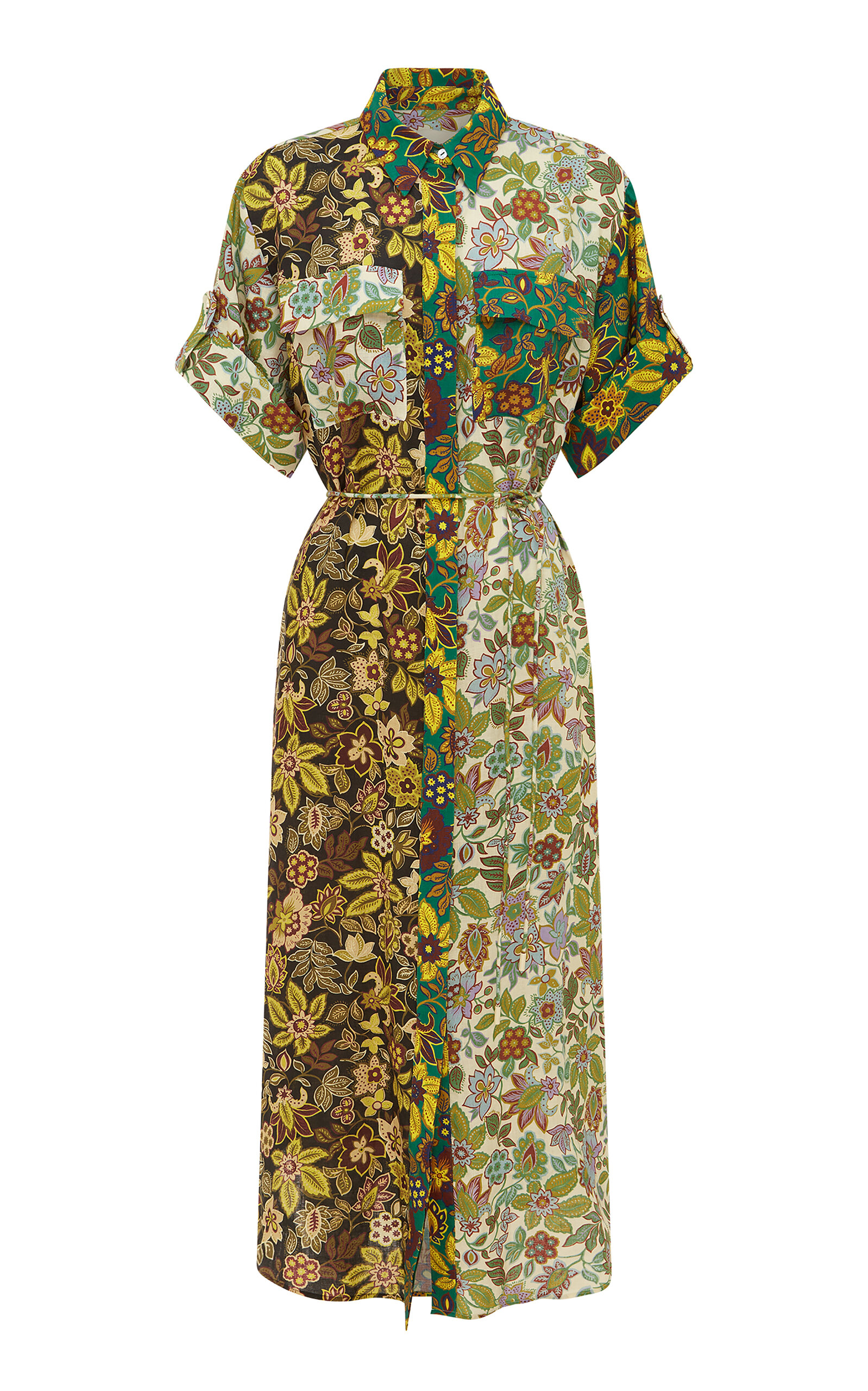 ALEMAIS WOMEN'S ISABELLA PATCHWORK LINEN SHIRT DRESS