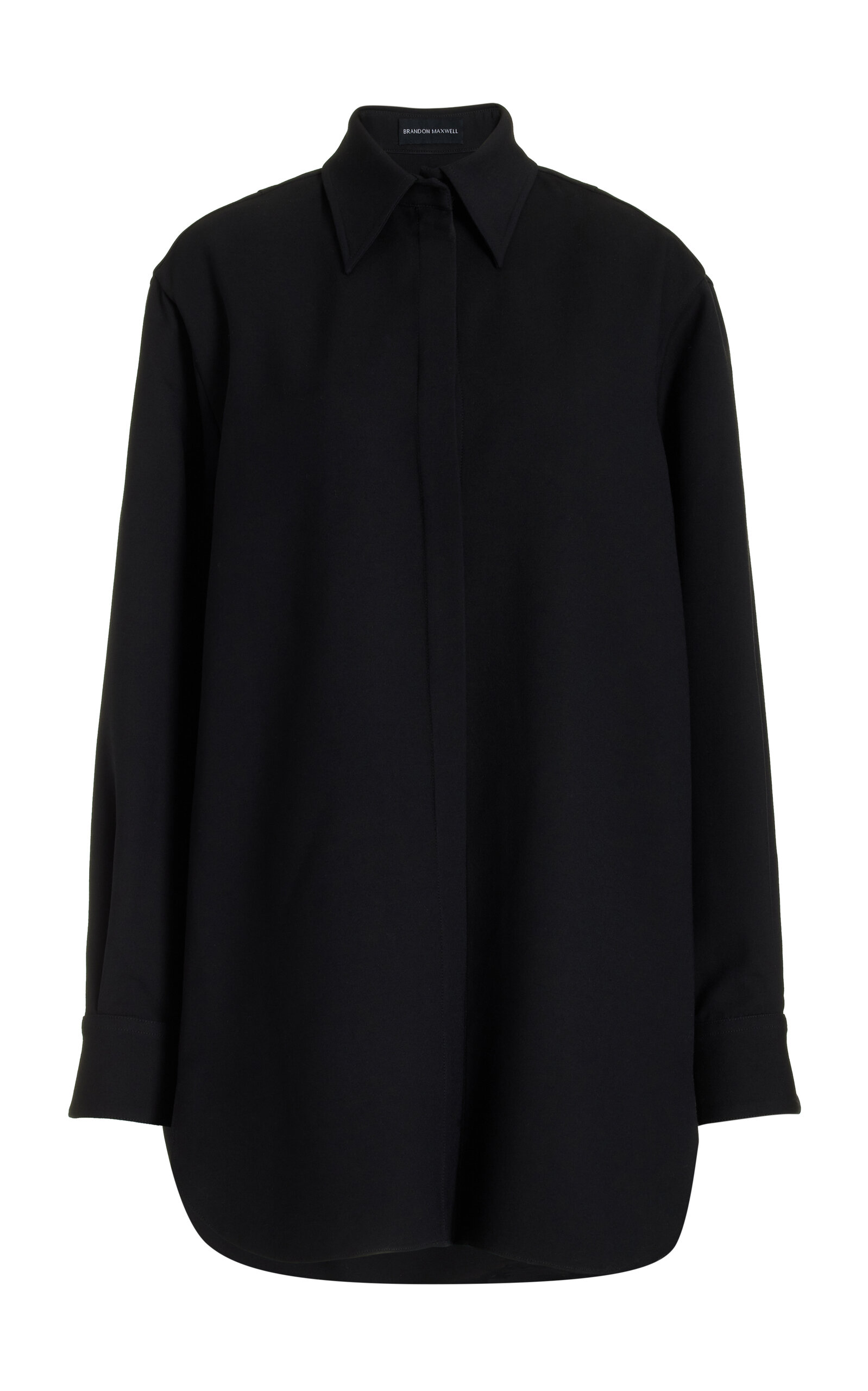 Brandon Maxwell The Phillipa Wool-blend Shirtdress In Black