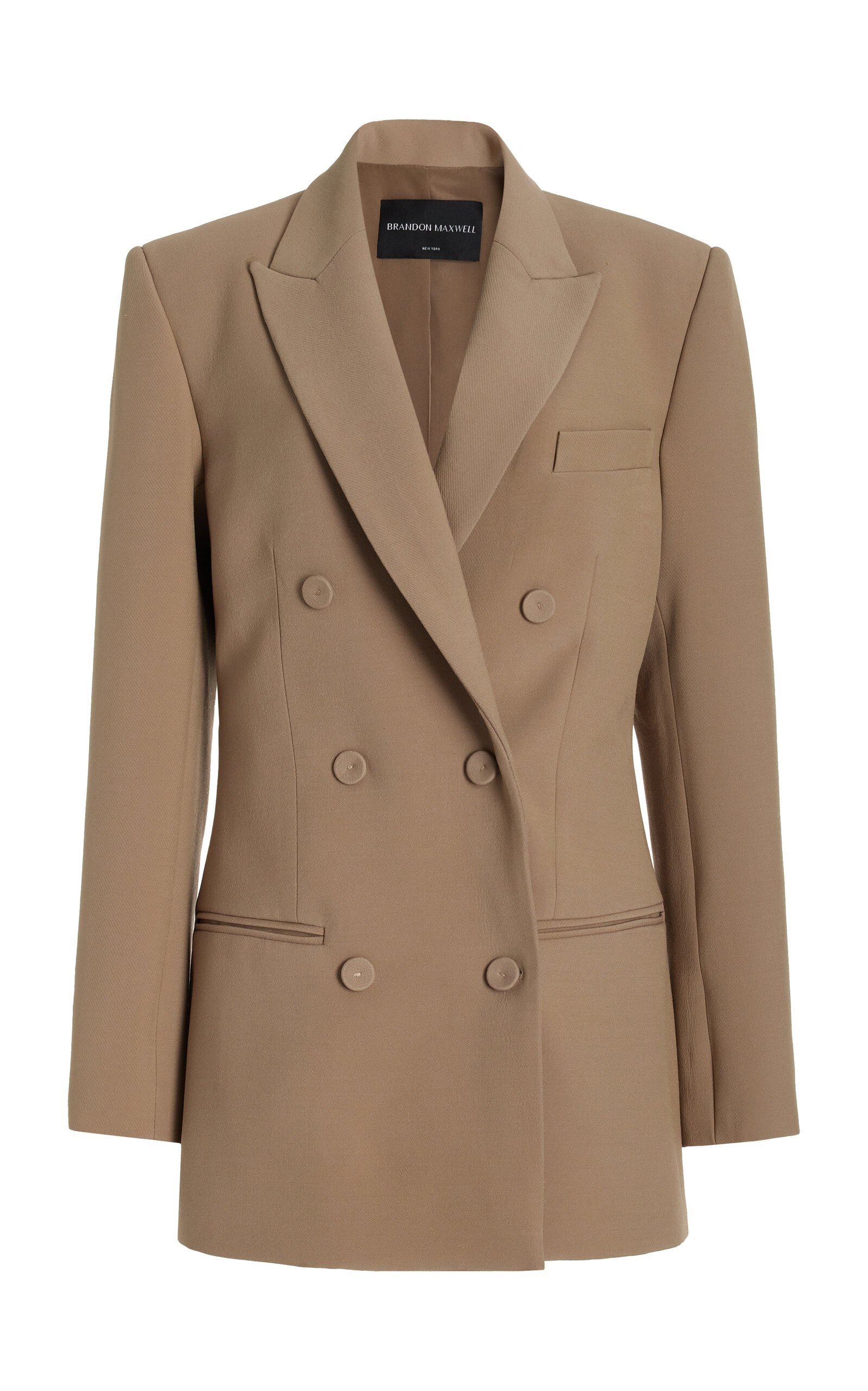 Brandon Maxwell The Clara Wool-blend Blazer Jacket In Brown