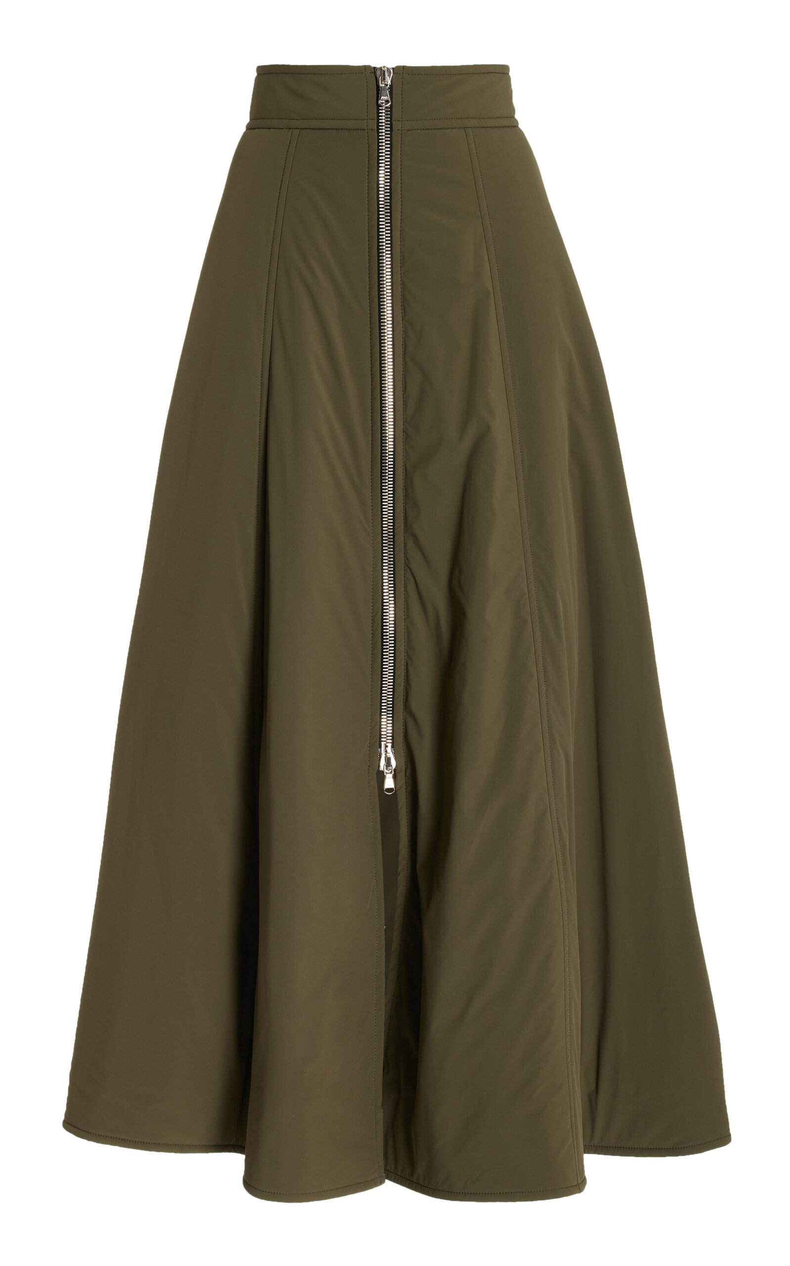 Brandon Maxwell Women's The Becca Zippered Midi Skirt In Olive