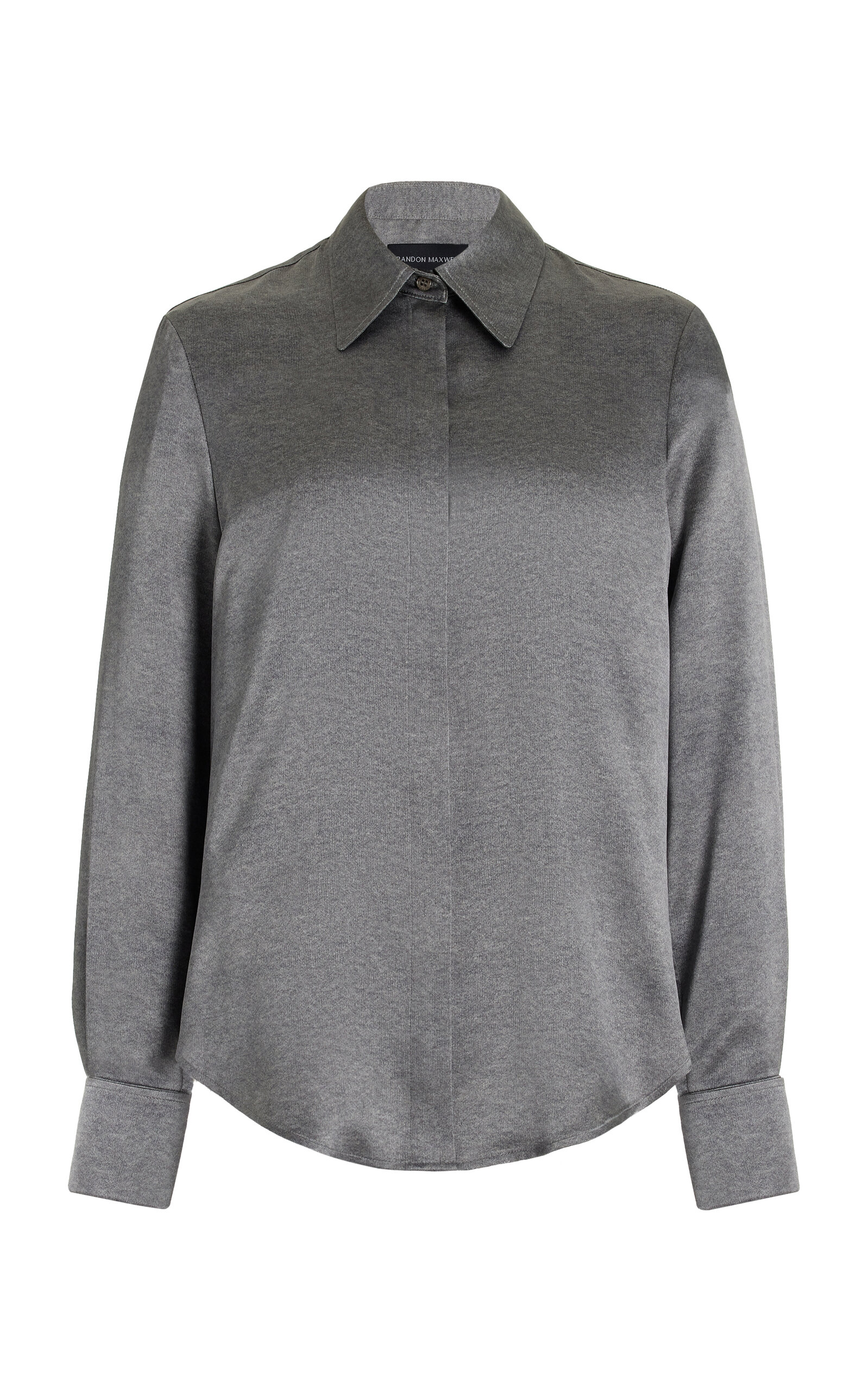 Brandon Maxwell Spence Silk Button-down Shirt In Grey