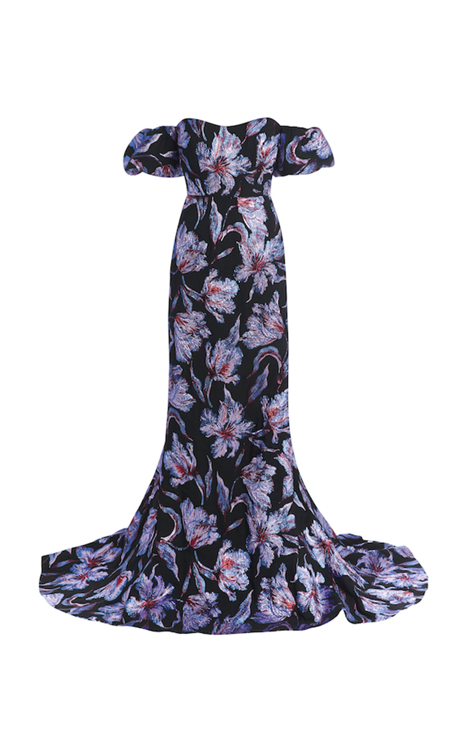 MARKARIAN ASTAIRE OFF-THE-SHOULDER FLORAL-BROCADE GOWN