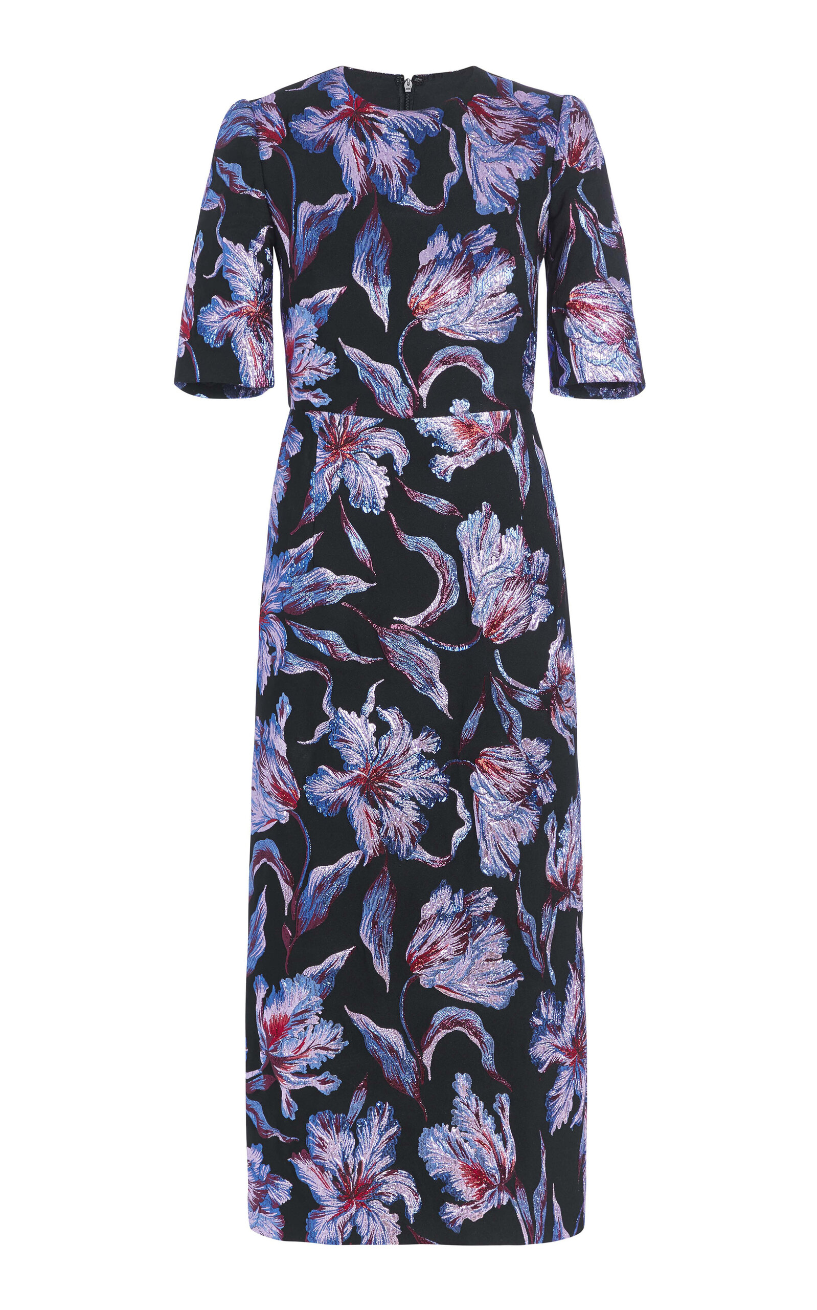 Markarian Gladys Hibiscus Brocade Midi Dress In Floral