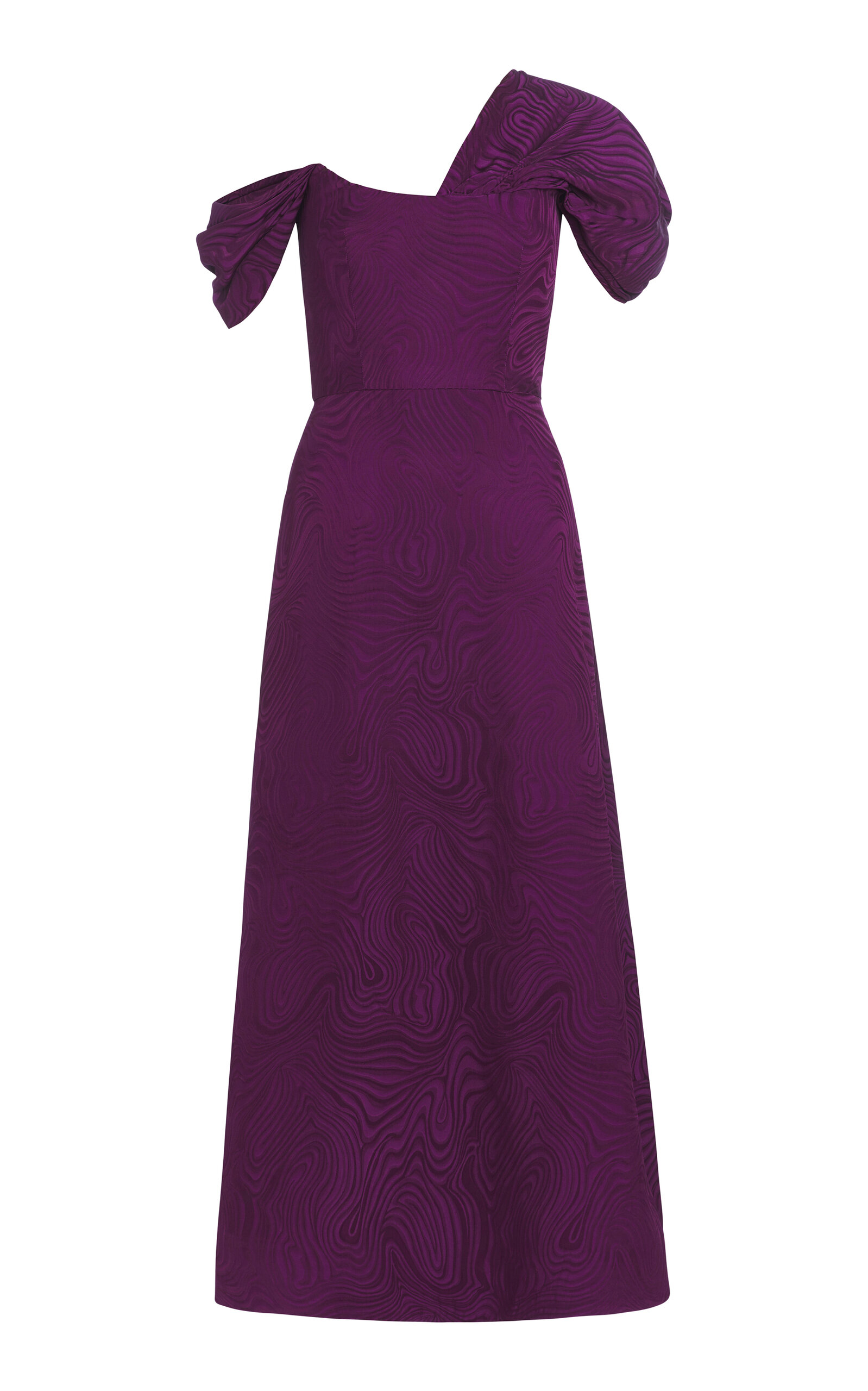 Markarian Adela Asymmetric Jacquard Midi Dress In Purple