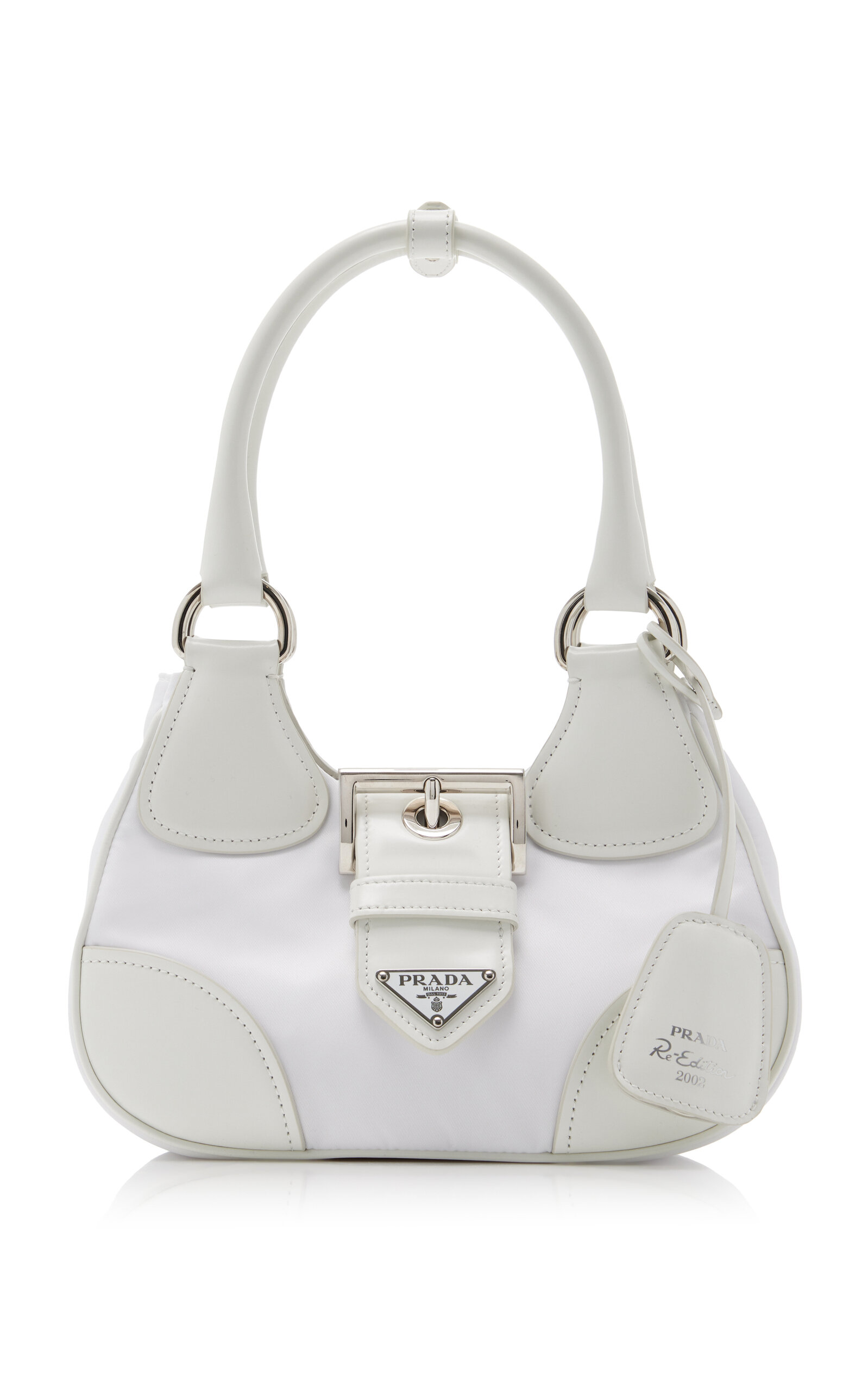 Prada - Re-Edition 2002 Moon Leather-Trimmed Nylon Bag - White - OS - Moda Operandi
