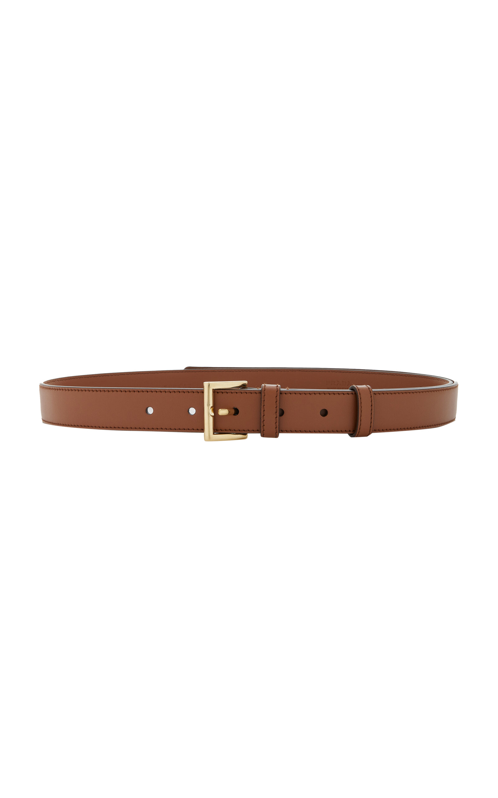 Shop Prada Leather Belt In Brown