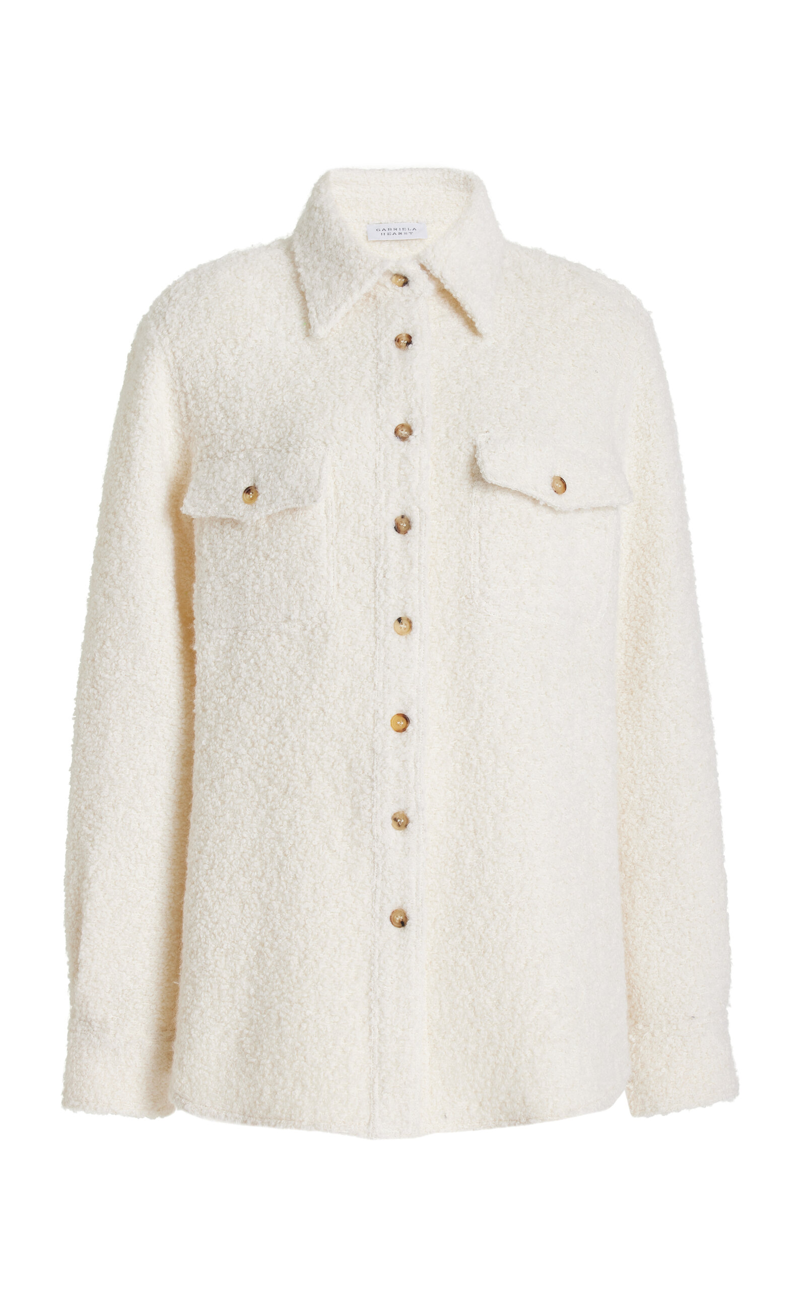 Gabriela Hearst John Austin Shirt In Ivory Recycled Cashmere Boucle In Ivory