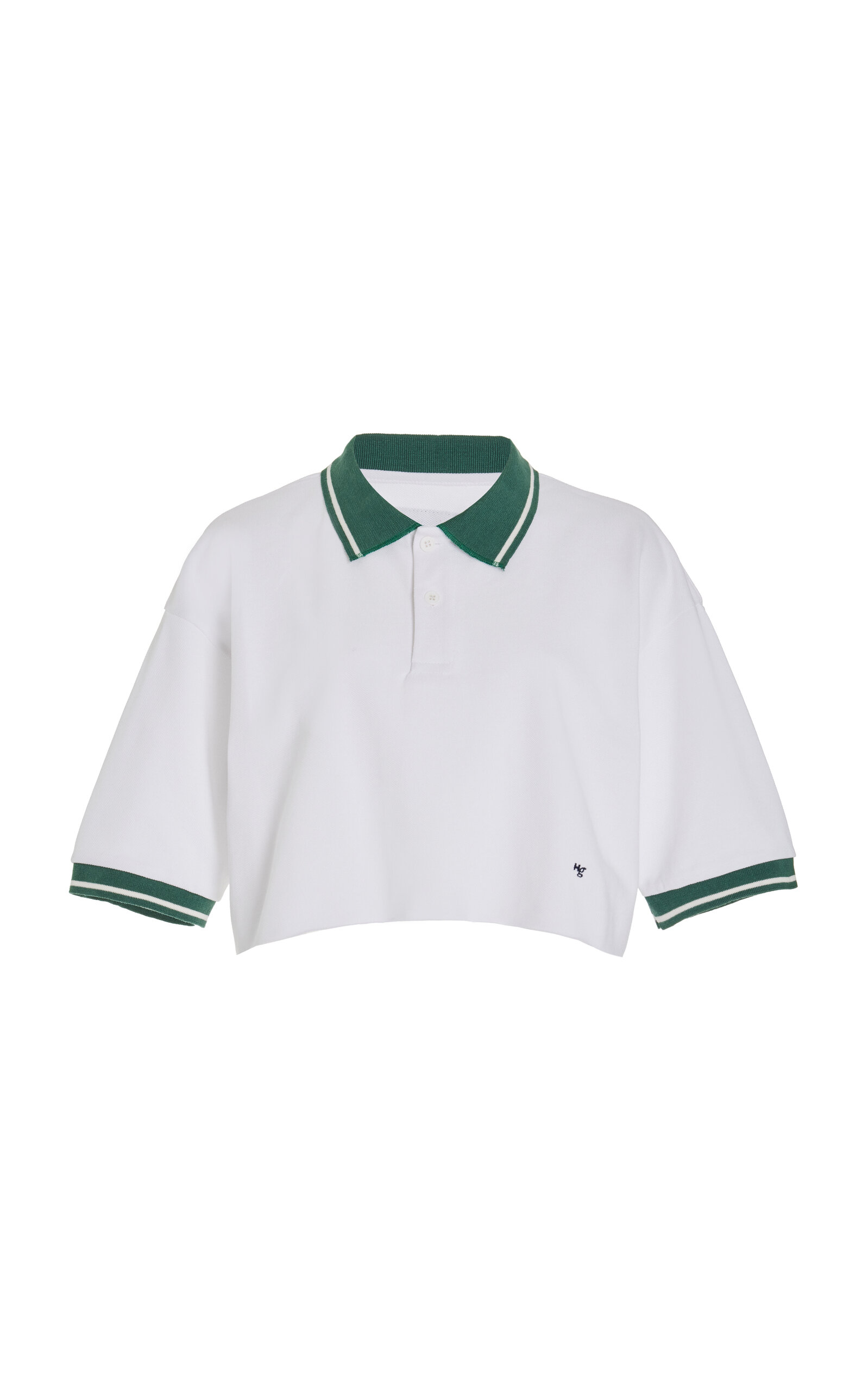 Hommegirls Exclusive Cropped Cotton Polo Shirt In White