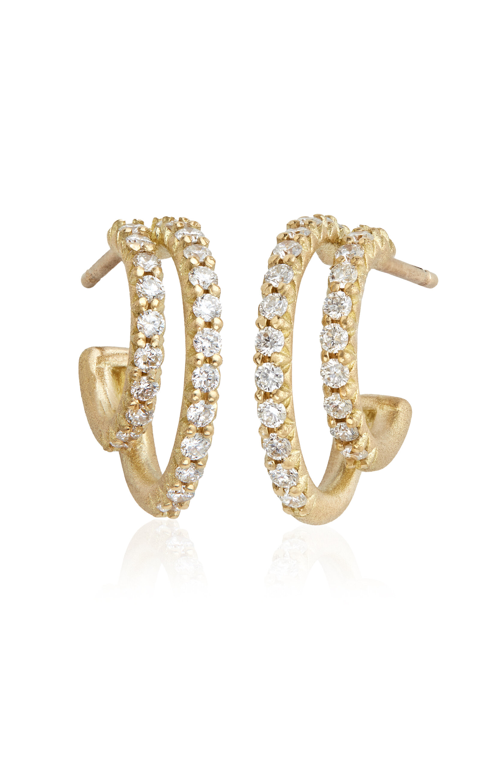 Script 18K Yellow Gold Diamond Hoop Earrings