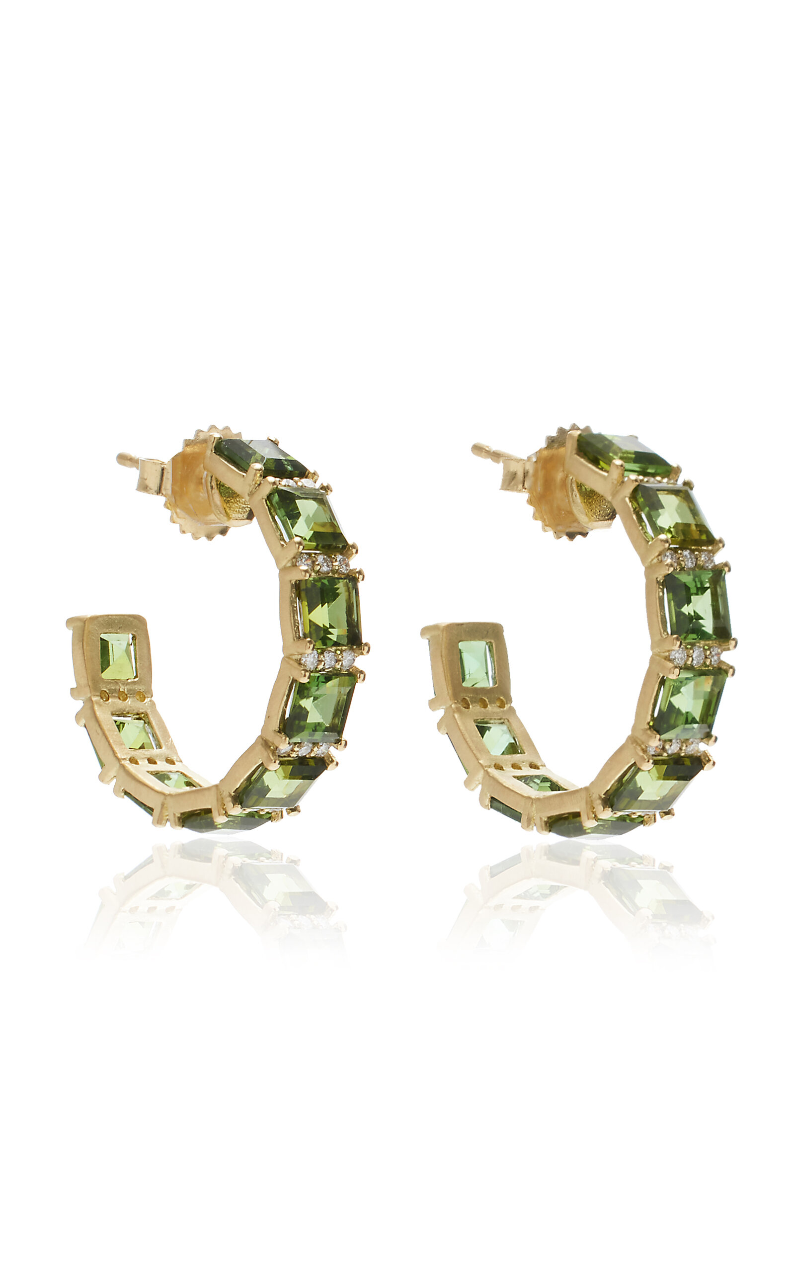 Jamie Wolf Women's Mosaic 18K Yellow Gold Tourmaline; Diamond Hoop Earrings
