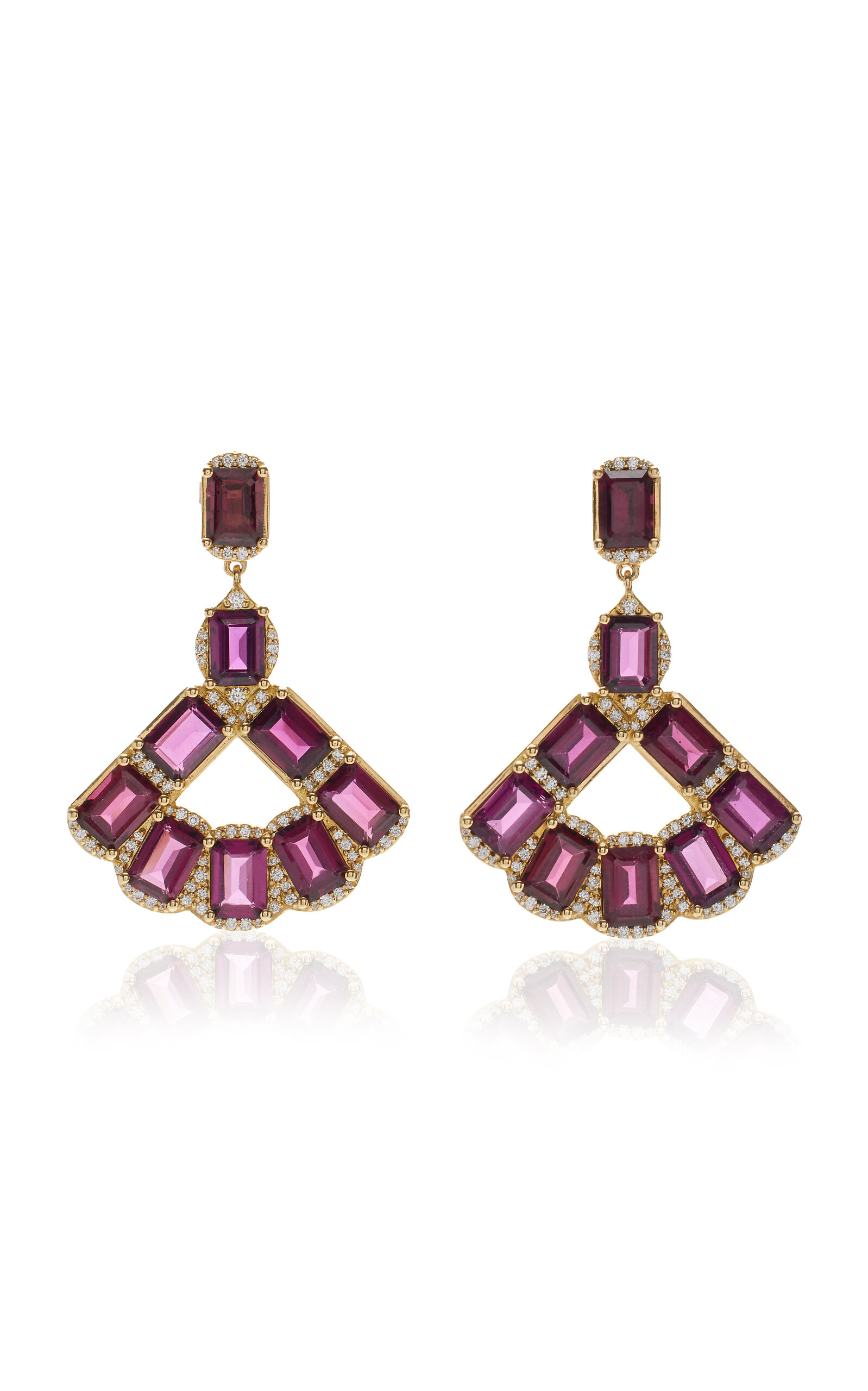Jamie Wolf Women's Fan 18K Yellow Gold Rhodolite; Diamond Earrings
