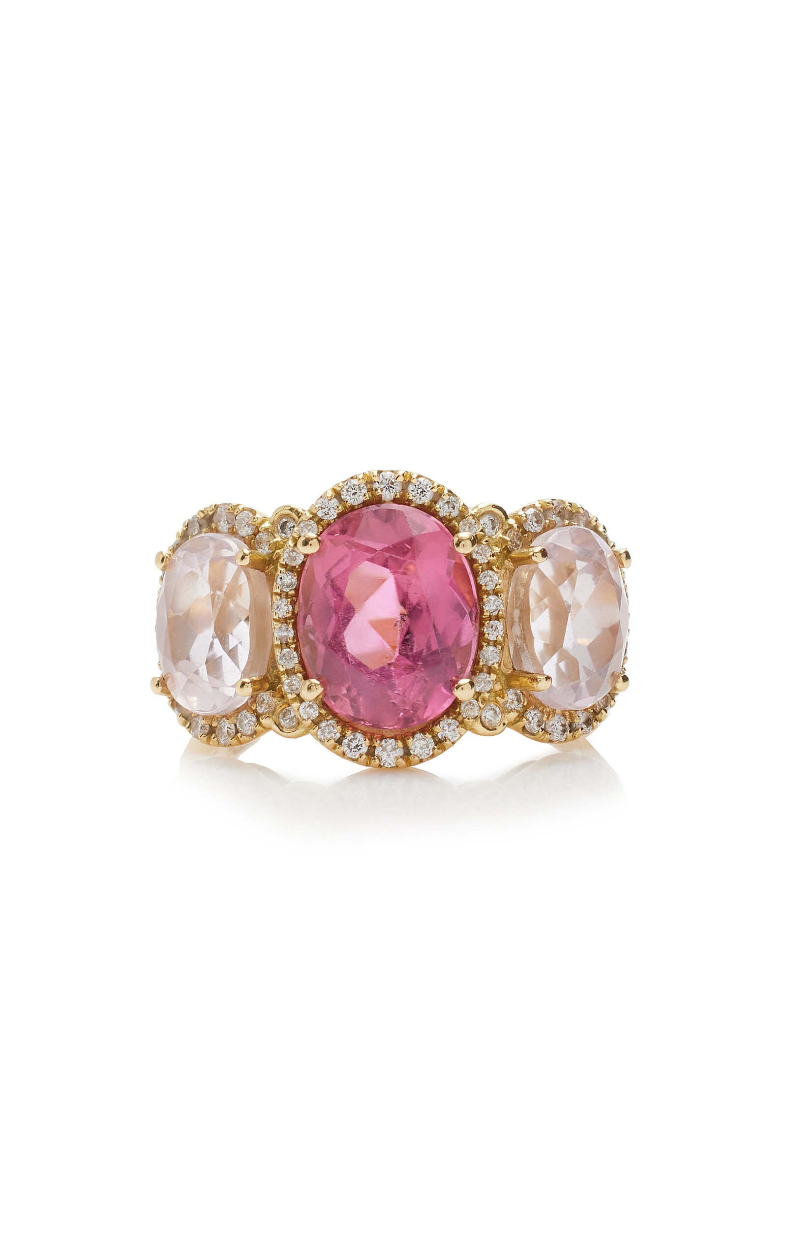 18K Yellow Gold Kunzite; Tourmaline Ring