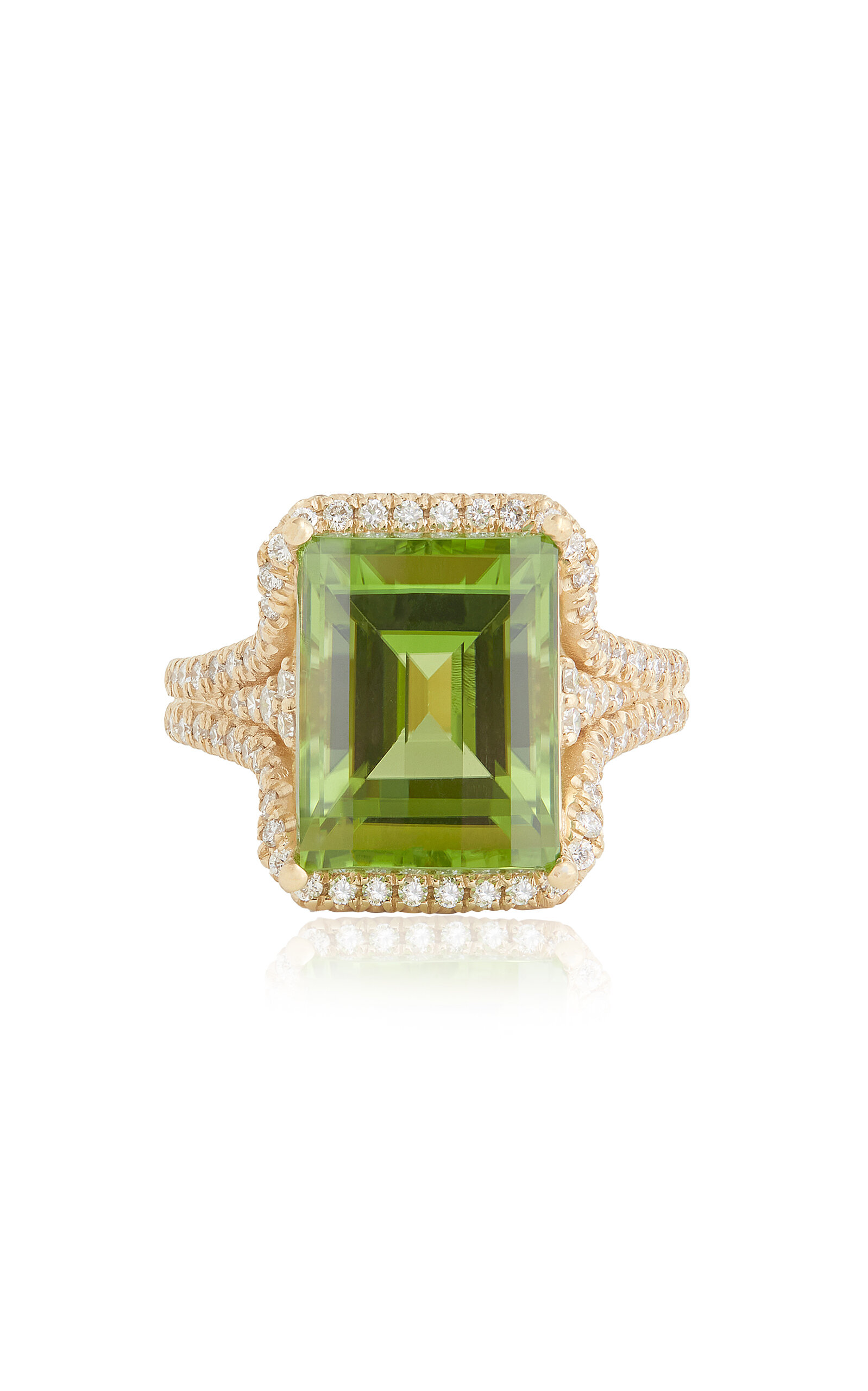 Jamie Wolf 18k Yellow Gold Diamond And Peridot Ring In Green