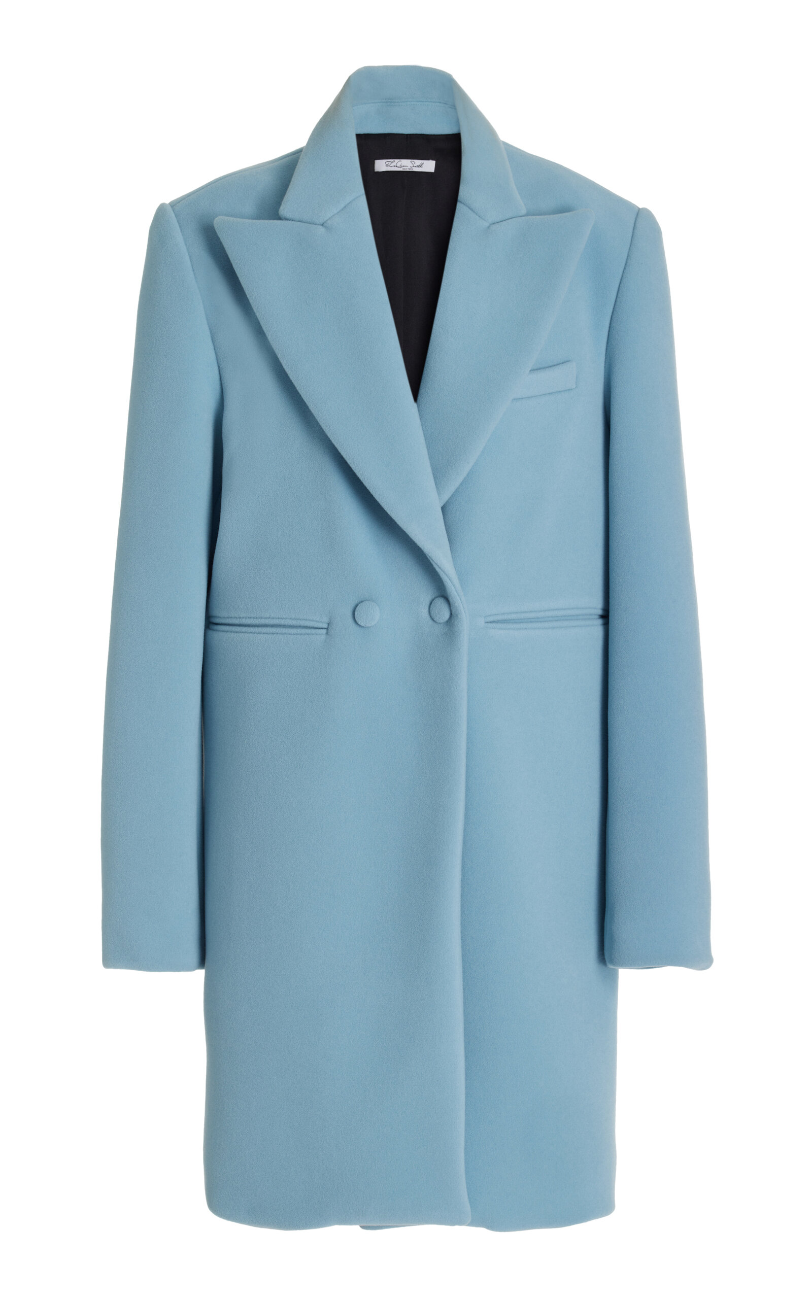 Laquan Smith Double Face Wool Coat In Blue