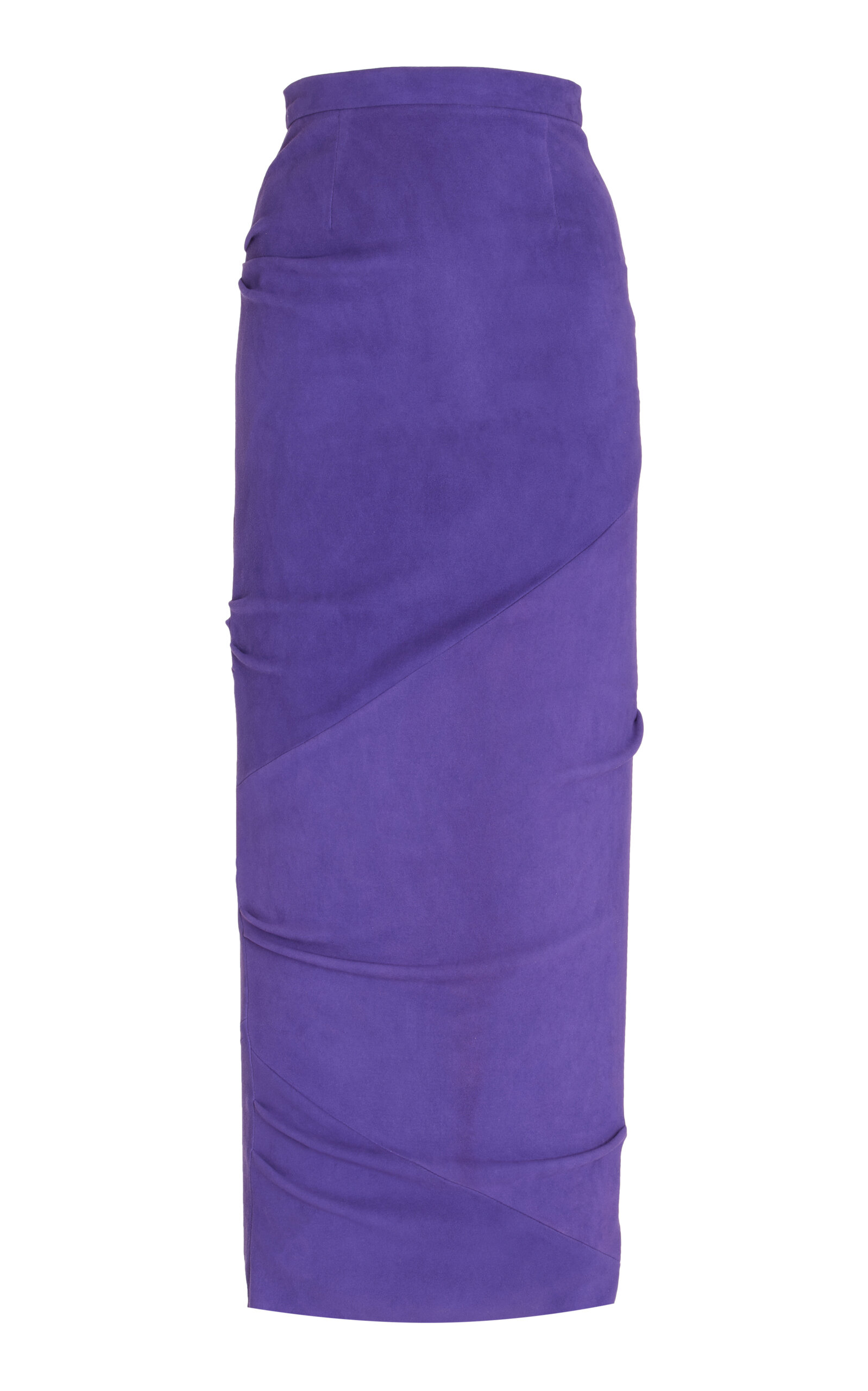 LAQUAN SMITH RUCHED STRETCH SUEDE PENCIL SKIRT