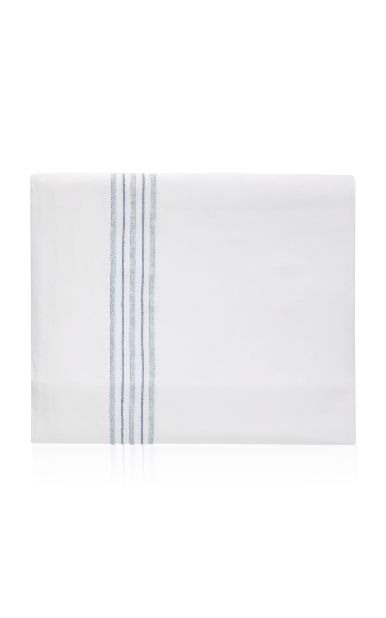 Los Encajeros Five Lineas Satin King Top Sheet In Blue