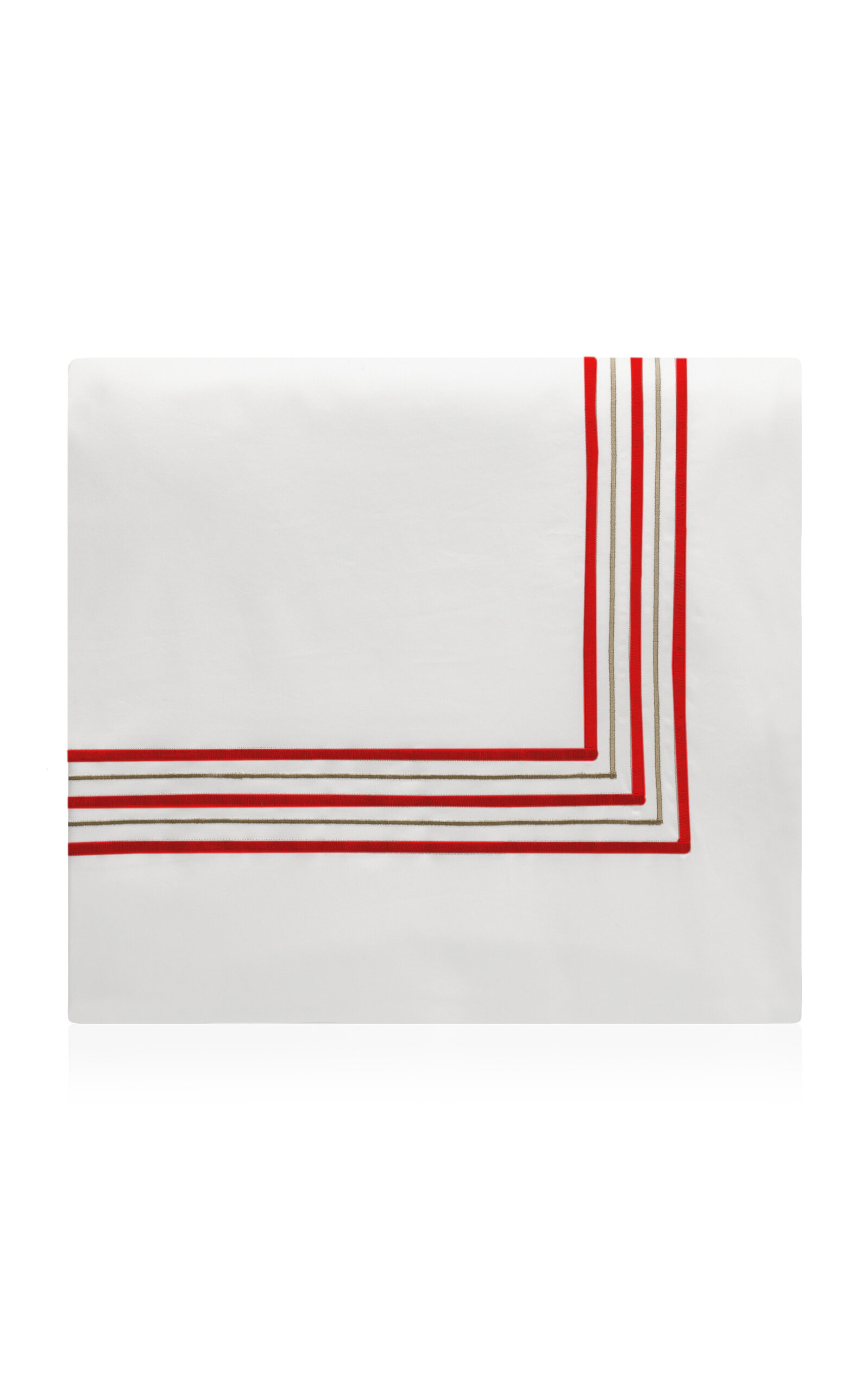 Los Encajeros Five Lineas Satin Queen Duvet Cover In Red