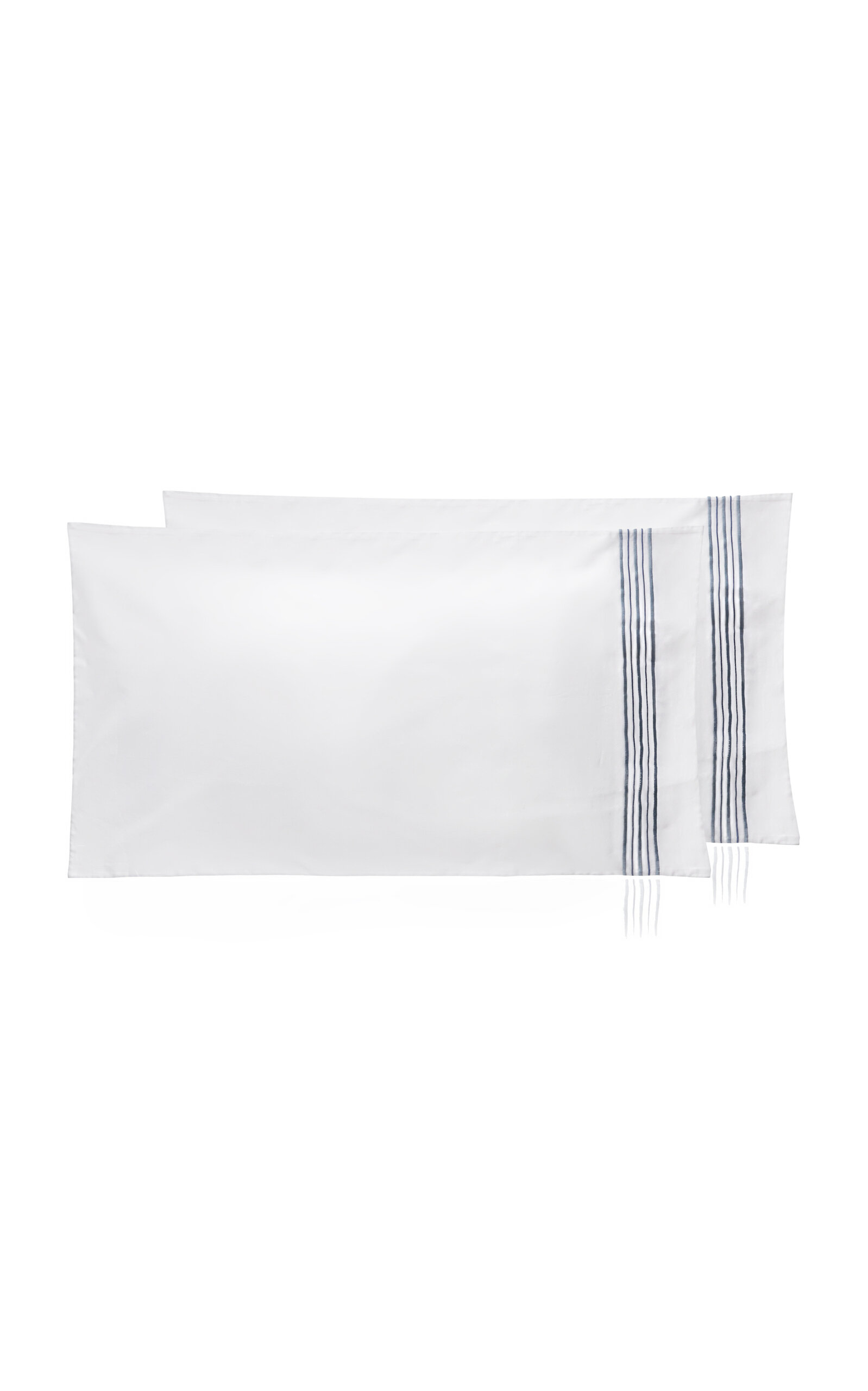 Los Encajeros Five Lineas Satin Set-of-two Standard Pillowcases In Blue