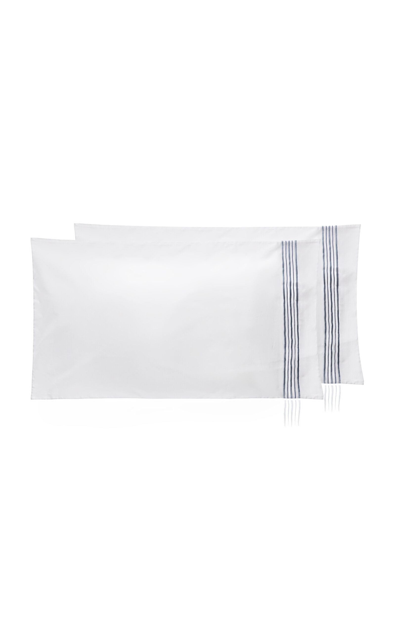 Los Encajeros Five Lineas Satin Set-of-two King Pillowcases In Blue