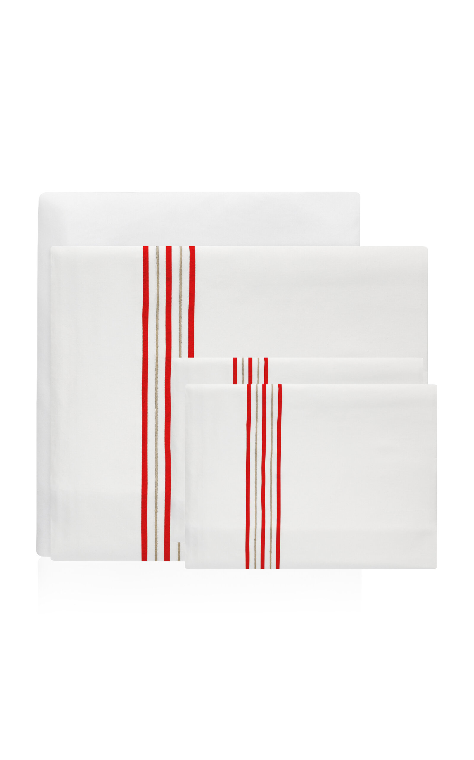 Los Encajeros Five Lineas Satin Queen Bedding Set In Red