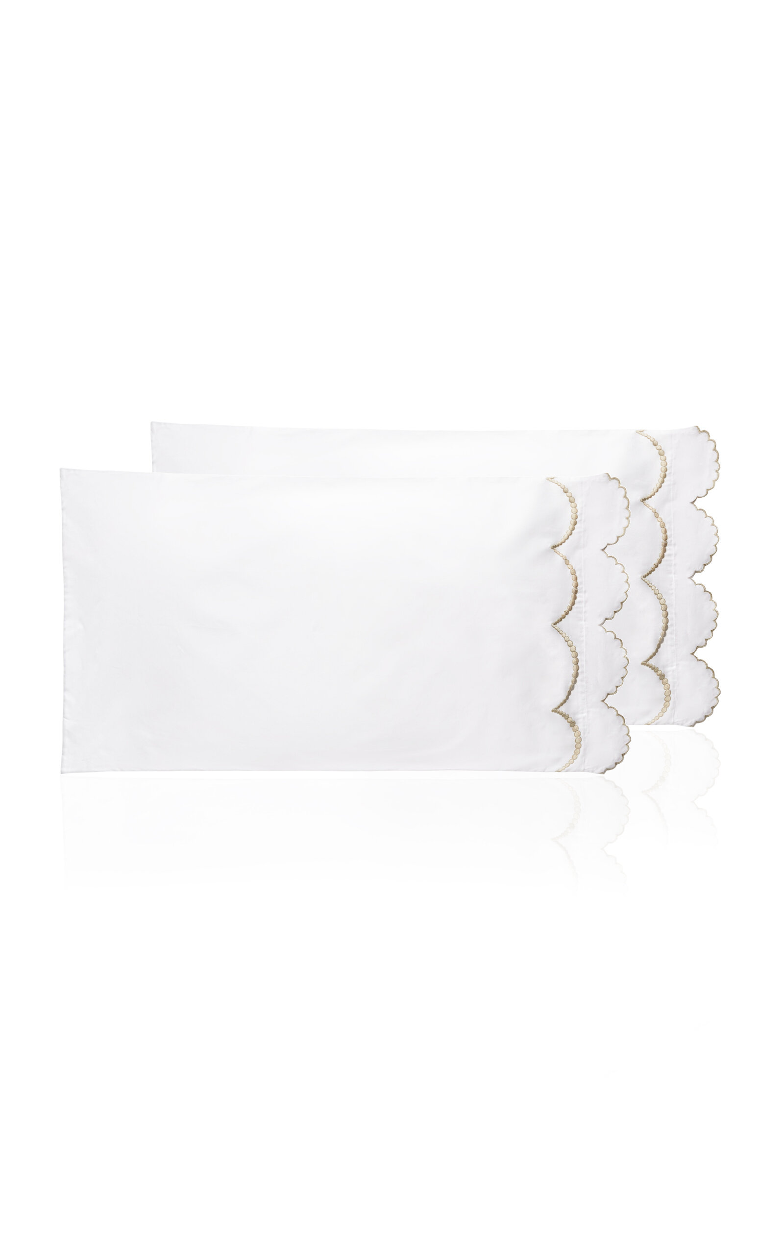Los Encajeros Perlas Satin Set-of-Two King Pillowcases - White