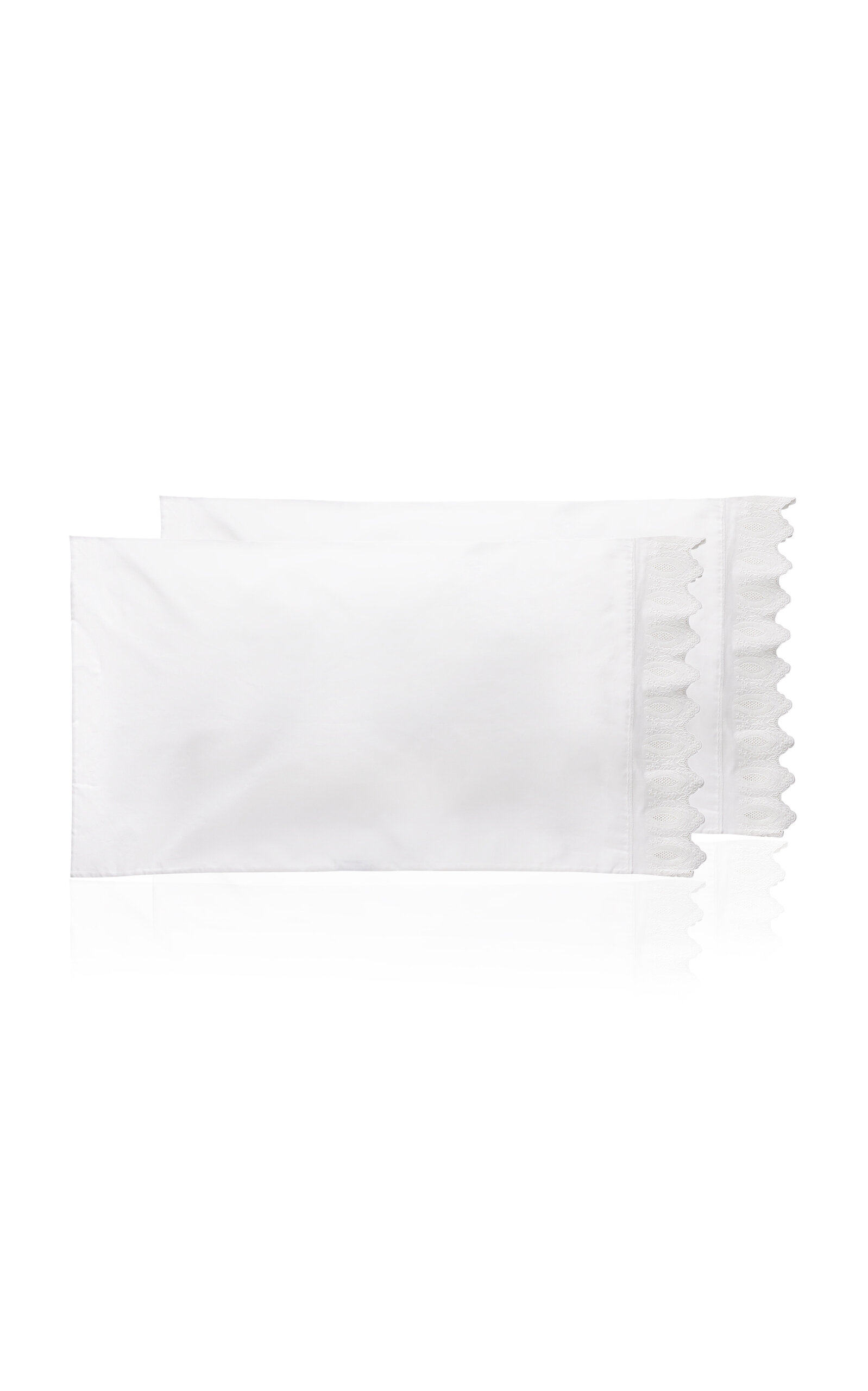 Los Encajeros Mimi Percale Set-of-two Standard Pillowcases In White