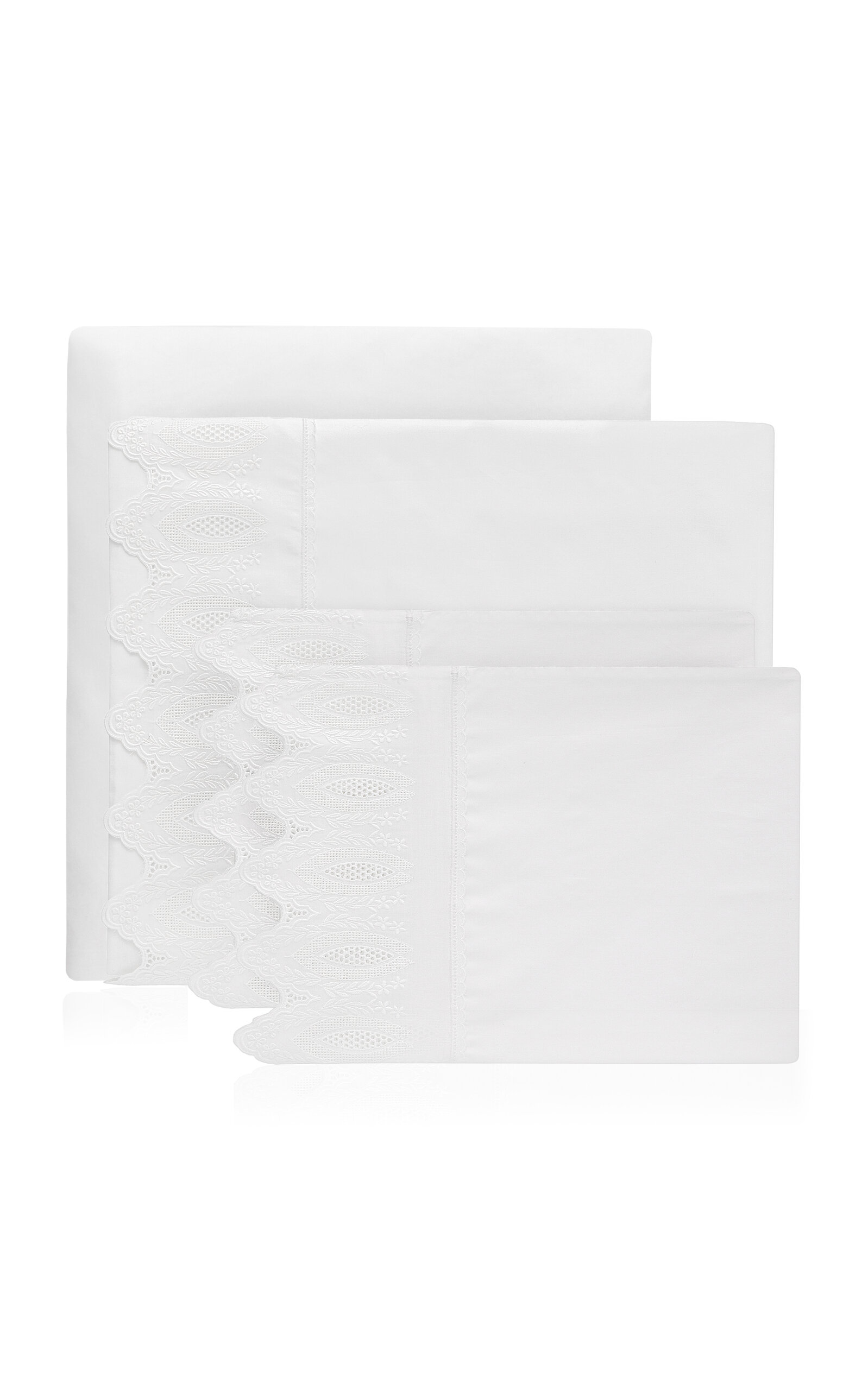 Los Encajeros Mimi Percale Queen Bedding Set In White