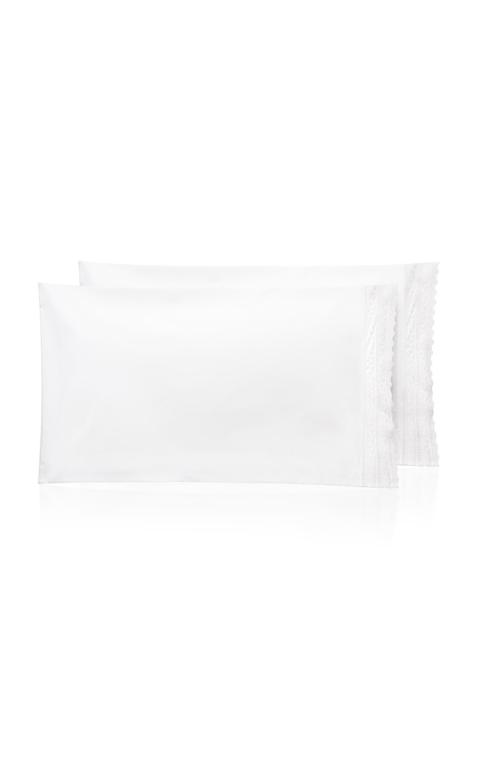 Los Encajeros Hojas Percale Percale Set-of-two Standard Pillowcases In White