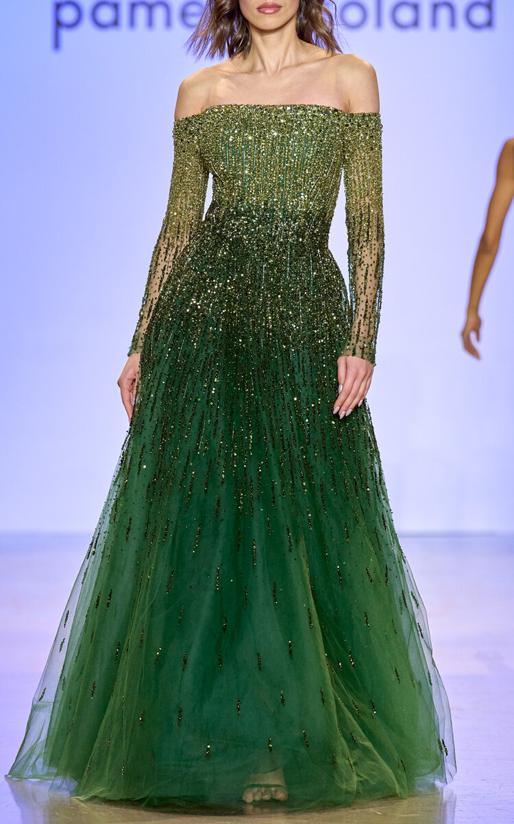 Pamella Roland Women's Ombr Sequined Tulle Gown In Green | ModeSens Pamella Roland Women's Ombr Sequined Tulle Gown In Green | ModeSens