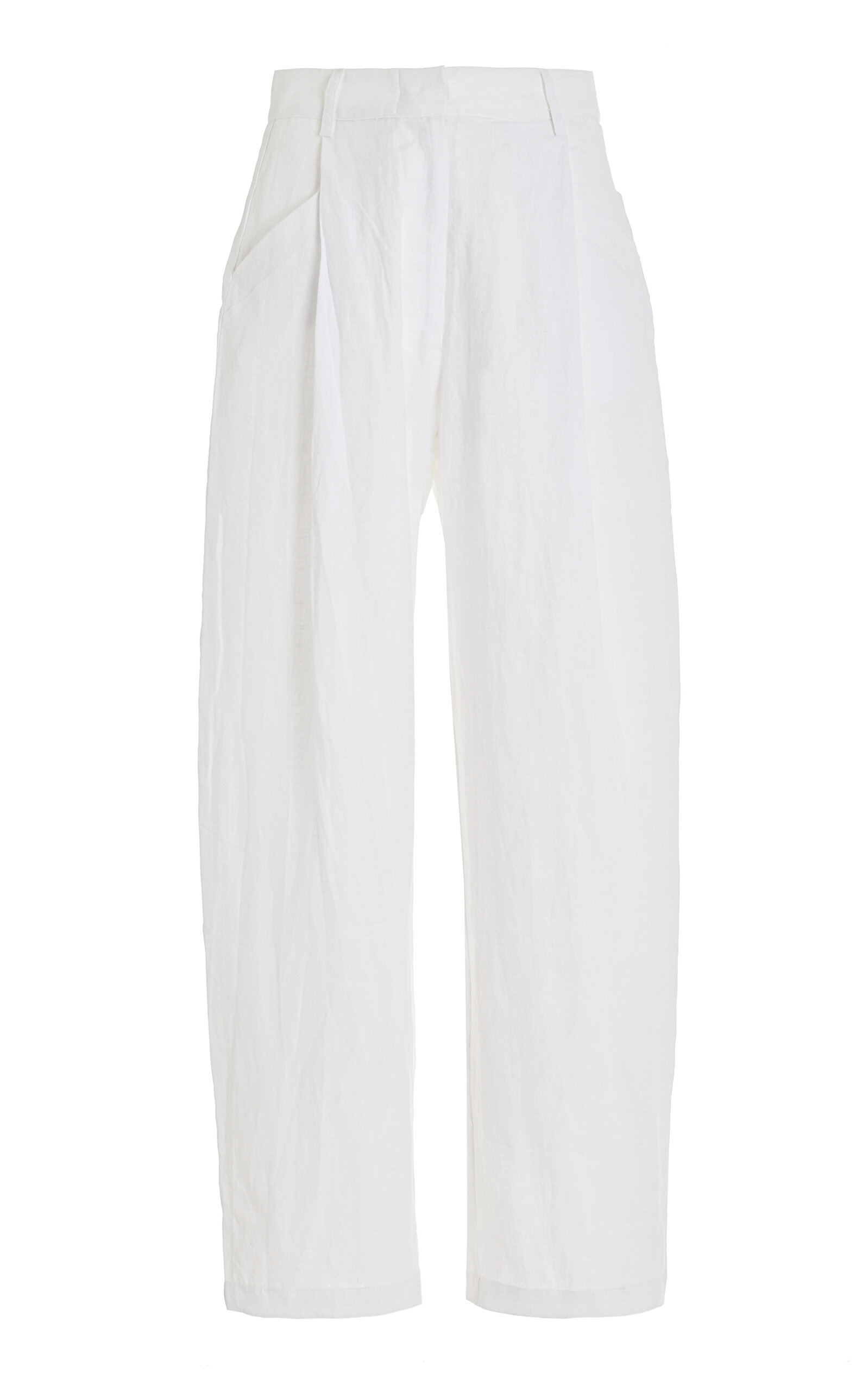 Aexae High-waisted Linen Trousers In White