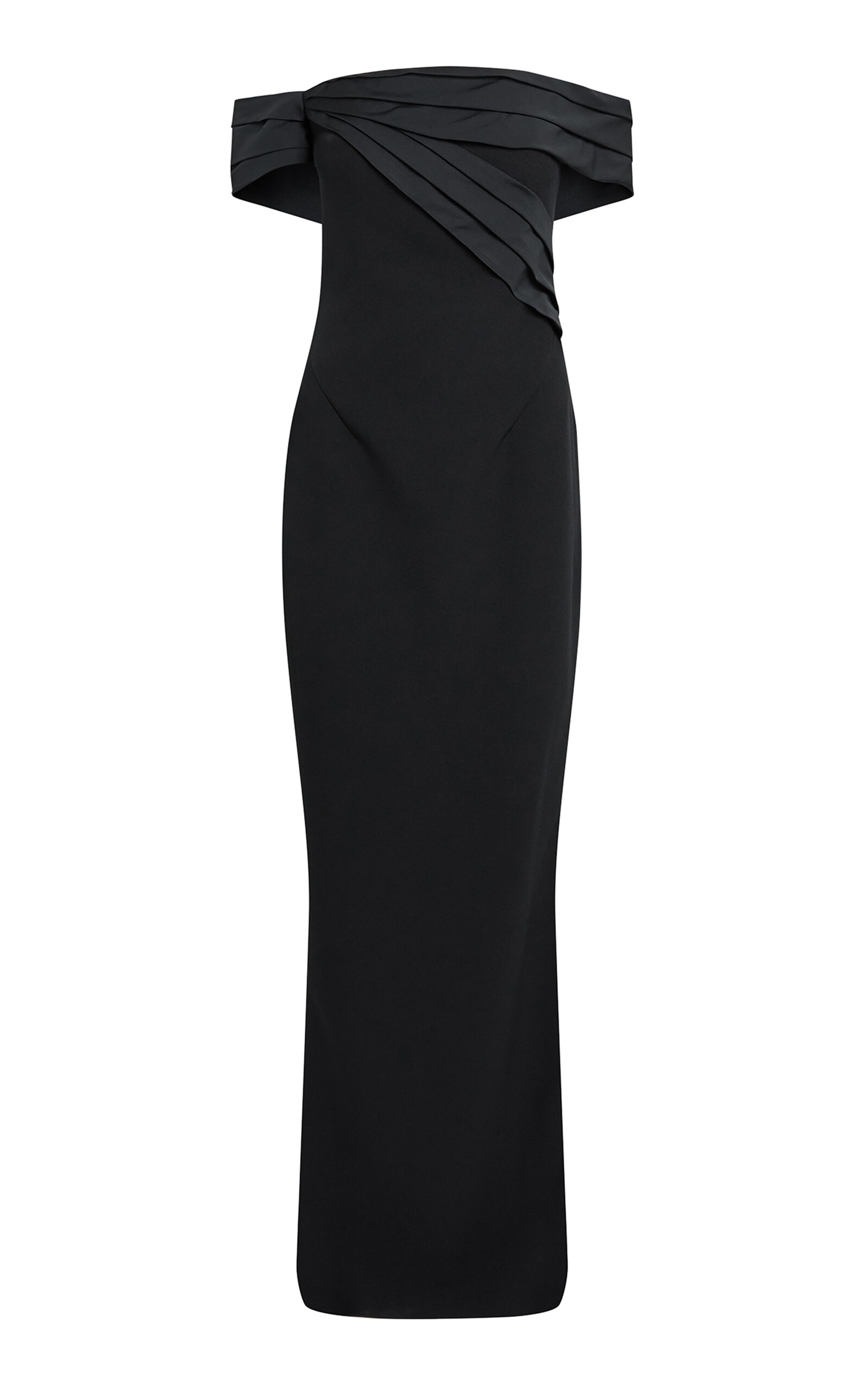 SAFIYAA ANNA OFF-THE-SHOULDER CRYSTAL-EMBELLISHED STRETCH-CREPE GOWN 3074457345630152015