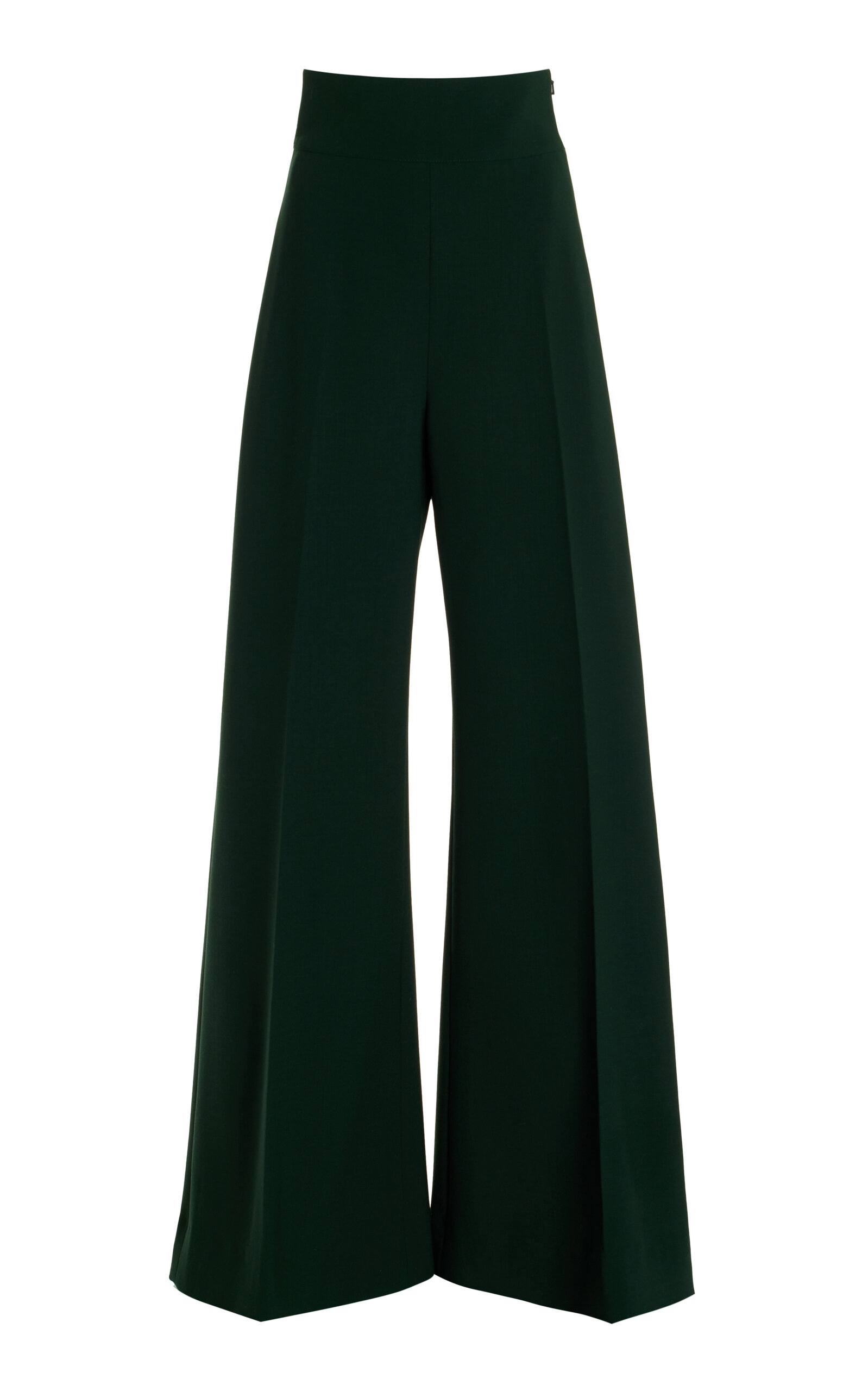 Carolina Herrera Stretch-wool Straight-leg Trousers In Dark Green