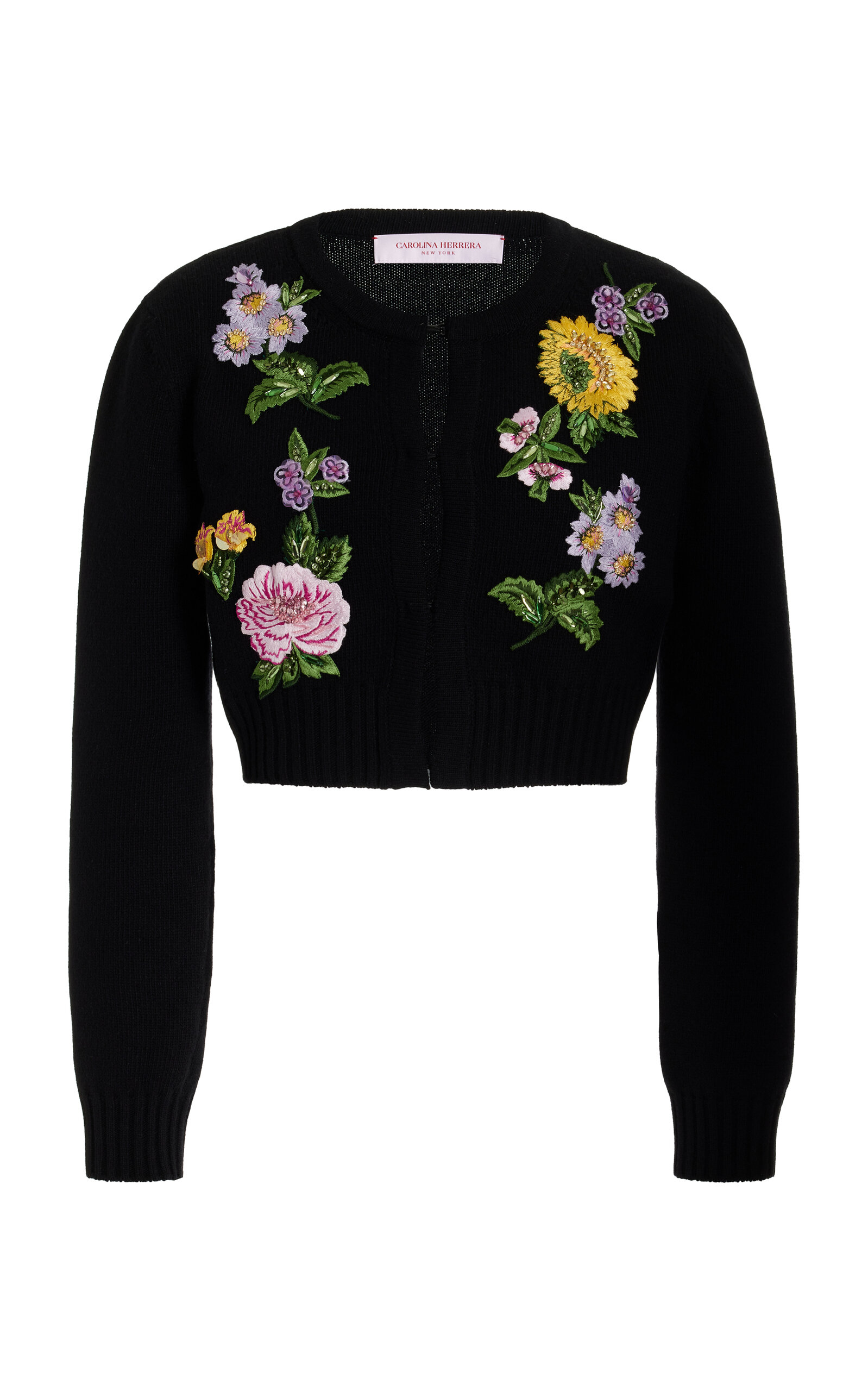Carolina Herrera - Women's Wool-Cashmere Cropped Cardigan - Black - XS - Only At Moda Operandi