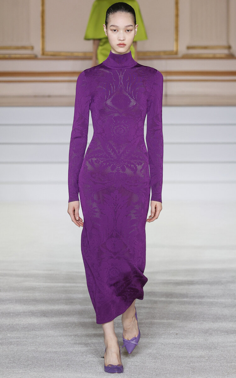Carolina Herrera - Women's Turtleneck Midi Dress - Purple - XS - Only At Moda Operandi