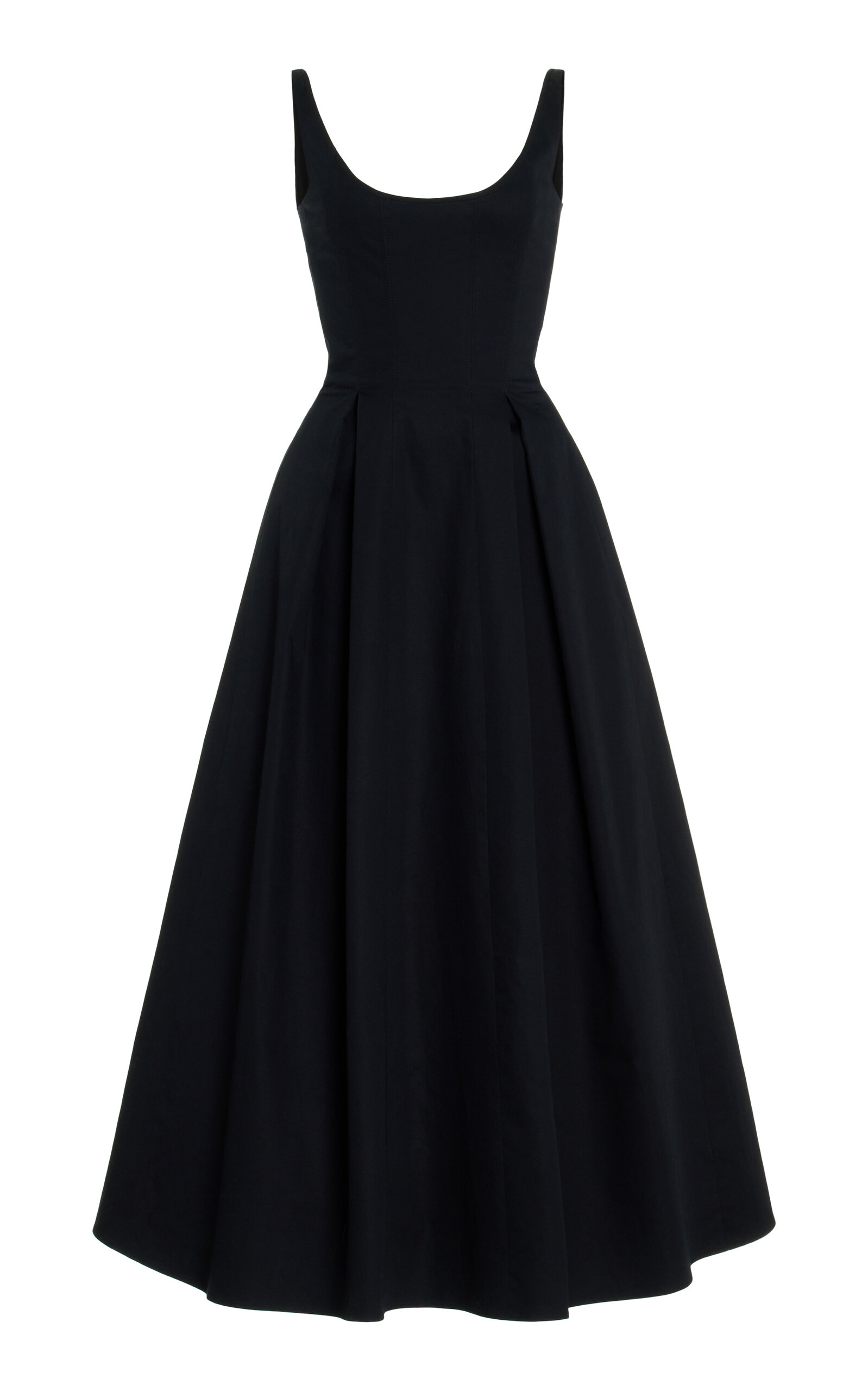 Carolina Herrera Cotton-blend Midi Dress In Black