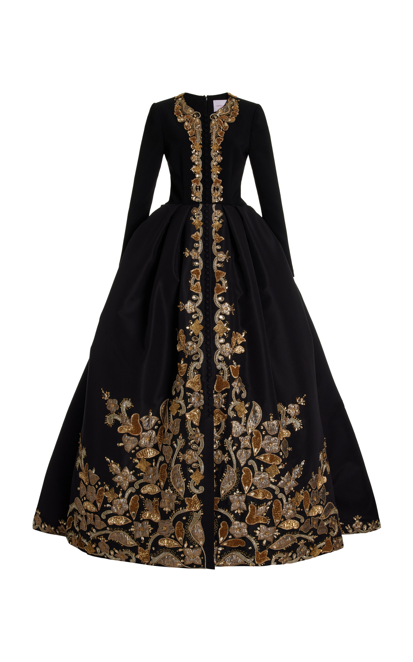 green emerald velvet dress Carolina Herrera Women's Embroidered Trumpet Midi-Dress - Ivory main image 0