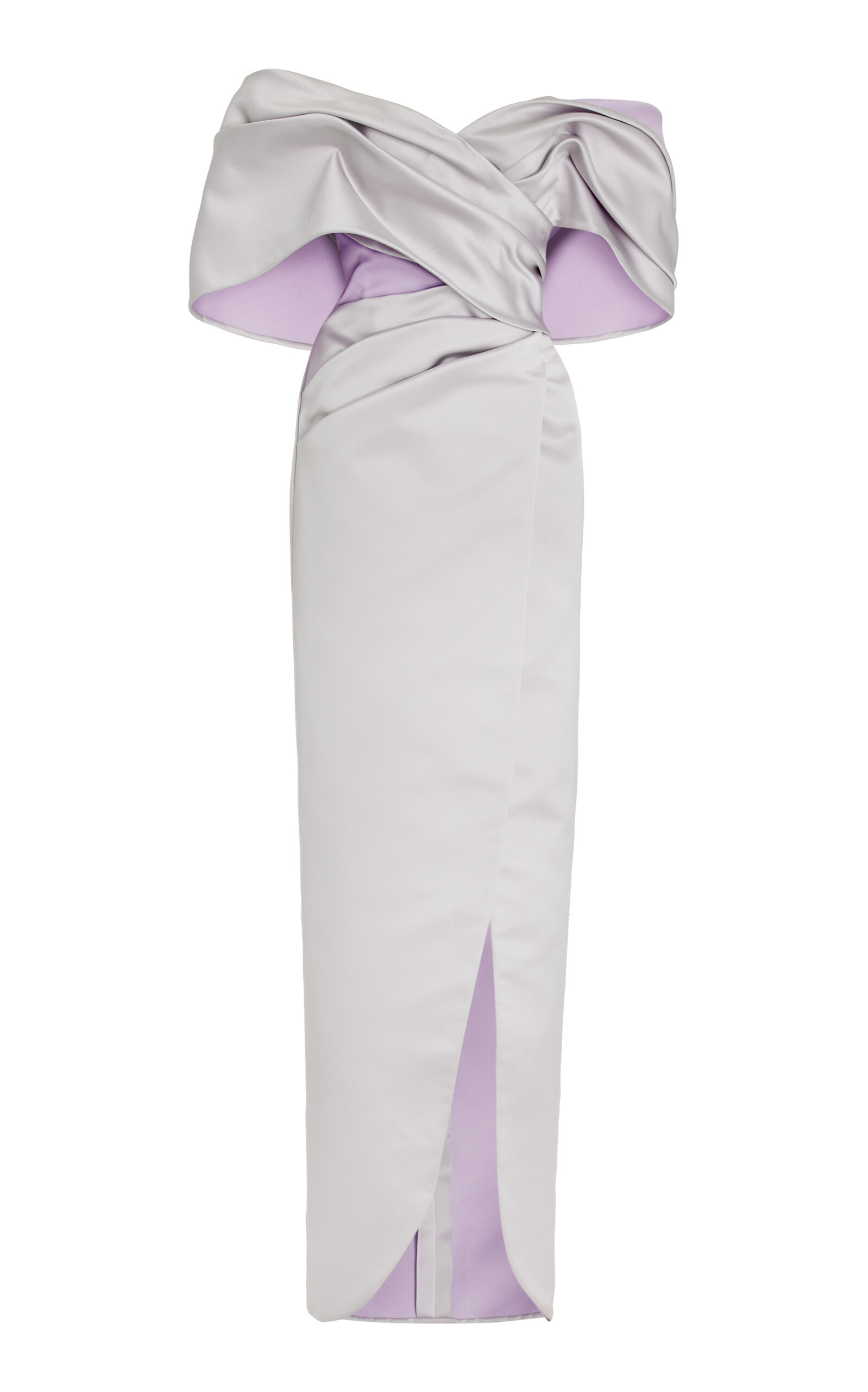 Carolina Herrera - Women's Off-The-Shoulder Wrap Gown - Light Grey - US 0 - Only At Moda Operandi
