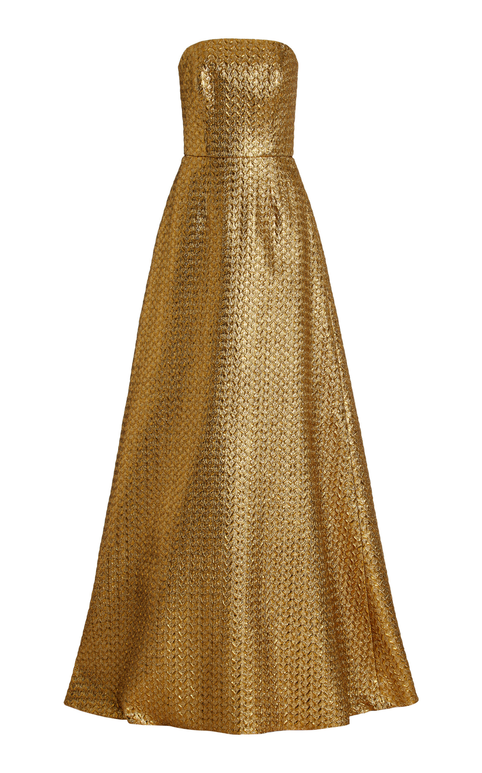 Carolina Herrera Strapless Metallic Gown In Gold ModeSens